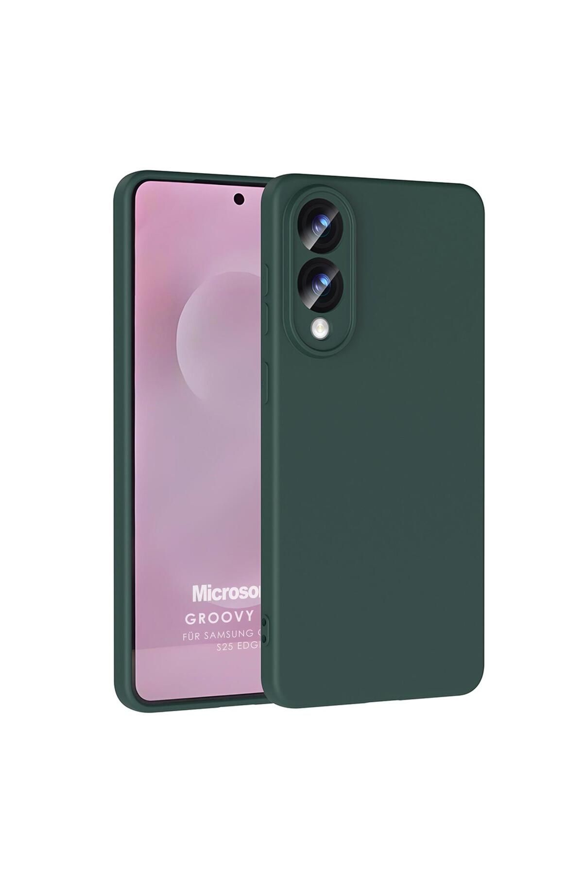 Microsonic Samsung Galaxy S25 Edge Kılıf Groovy Soft Koyu Yeşil
