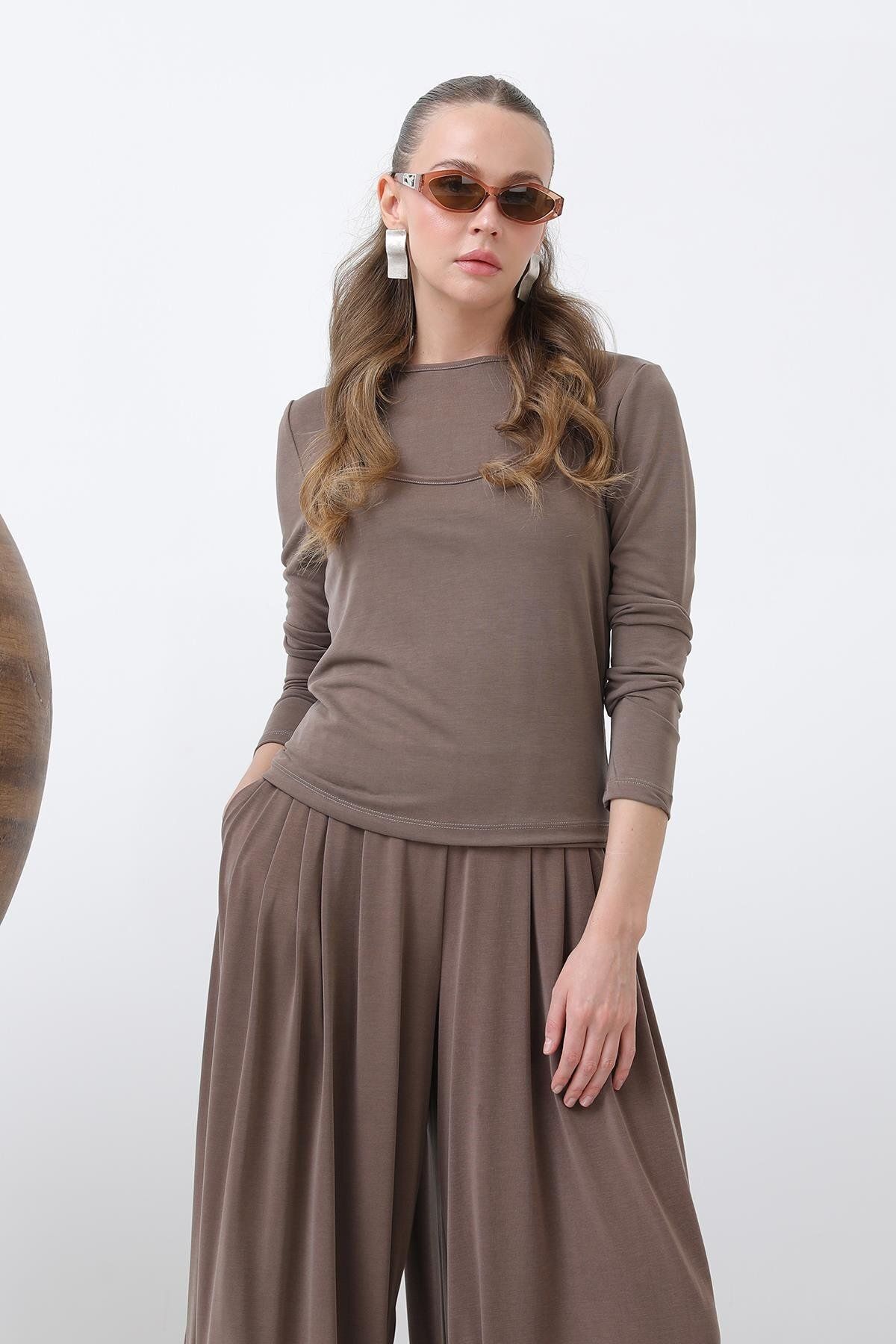Soul Kadın Atlet Detaylı Bluz -32262BLZ - BROWN
