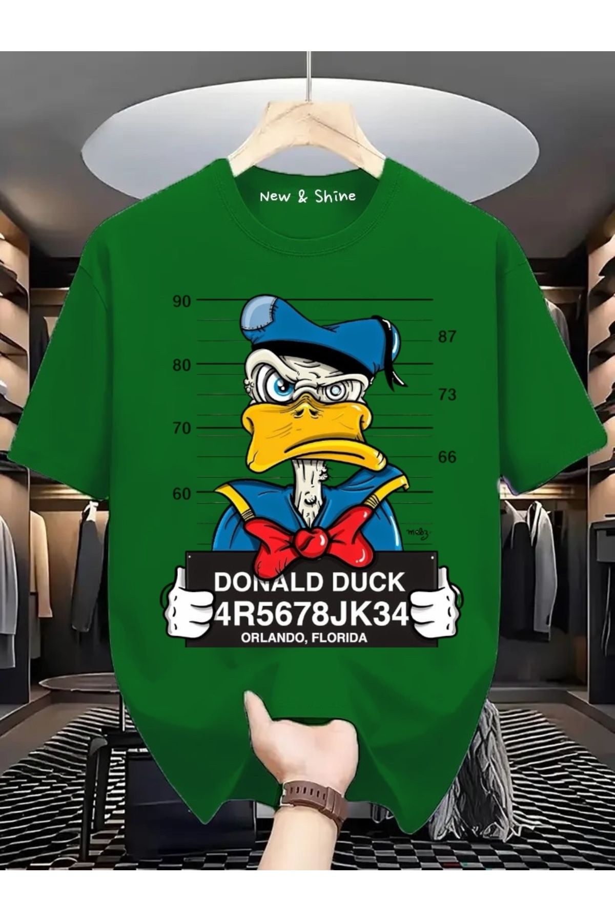 New Shine Donald Duck Baskılı Büyük Beden Oversize T-Shirt