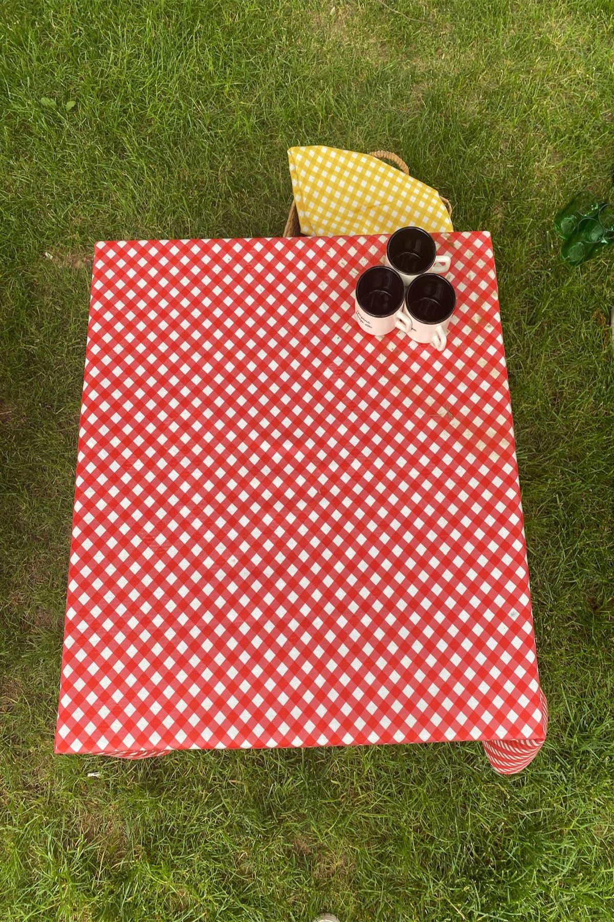 aymira home-Digital Printing Multipurpose Plaid Square Red Gingham Tableware Cloth Table Picnic Camping Cloth 140*140cm 2