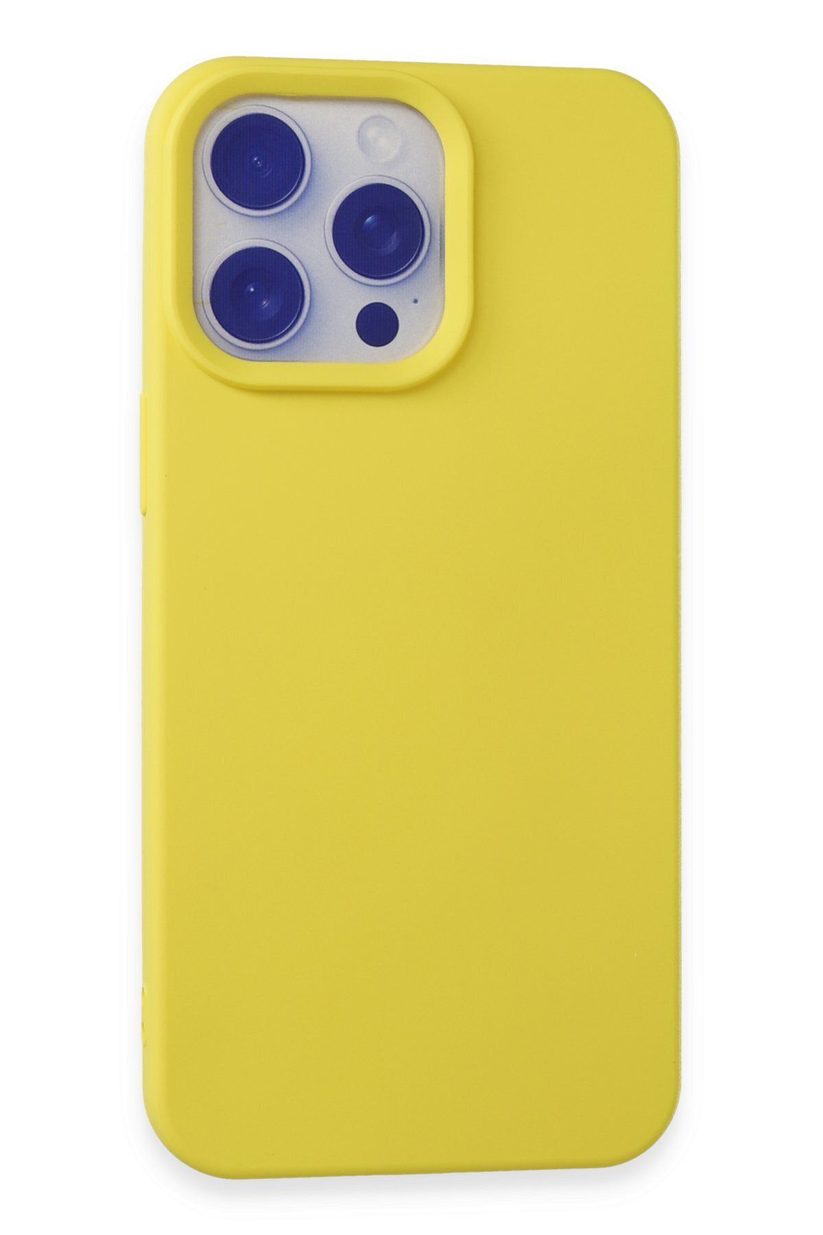 cepmoda iPhone 15 PRO MAX uyumlu içi kadife Soft-Nano Doku Kapak/Kılıf - SARI