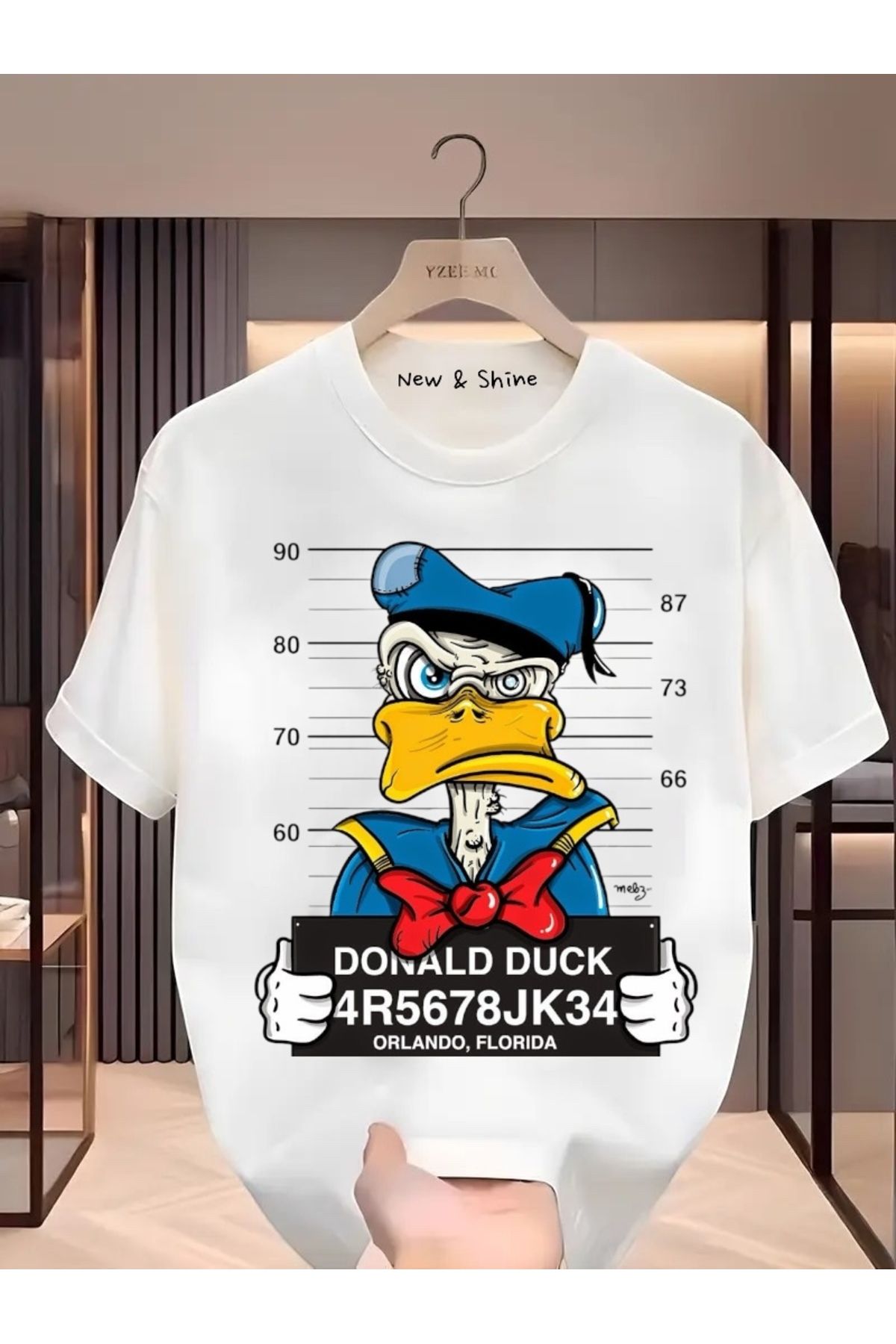 New Shine Donald Duck Baskılı Büyük Beden Oversize T-Shirt
