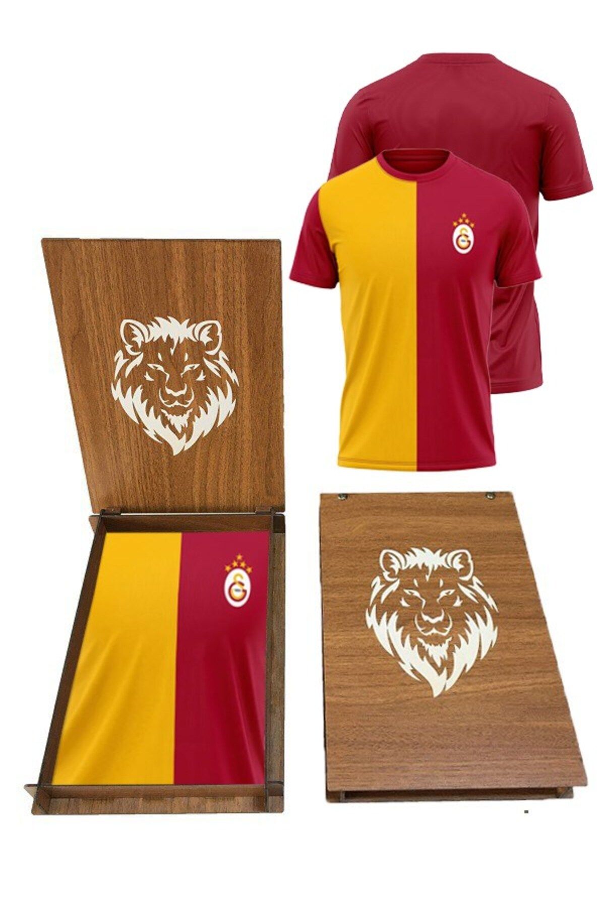 Galatasaray Orijinal 5 Yıldız Parçalı Forma T-shırt Ahşap Kutu Hediyeli