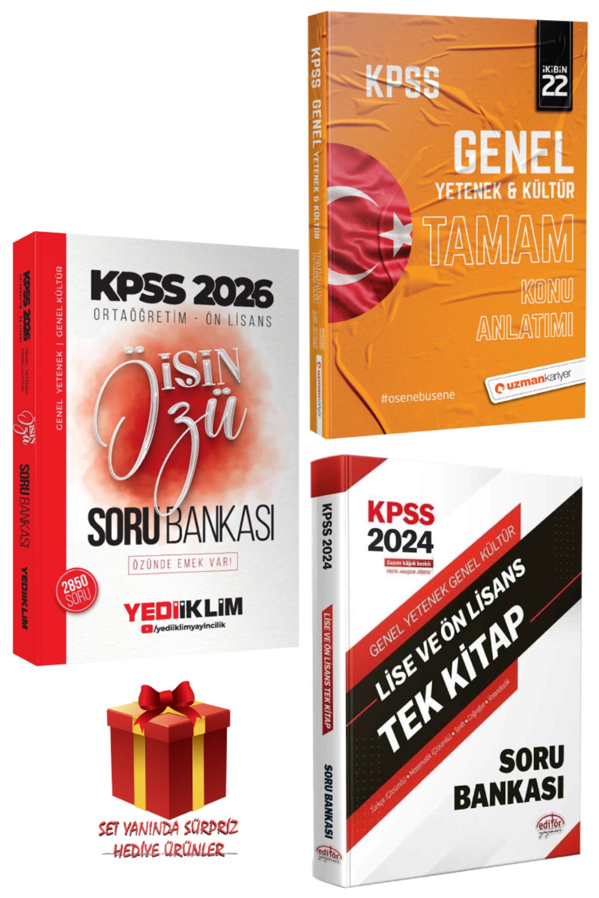 Yediiklim Yayınları 2026 KPSS Ortaöğretim-Ön Lisans İşin Özü Soru Bankası+TAMAM Konu Anlatımı+Tek Kitap Soru Bankası