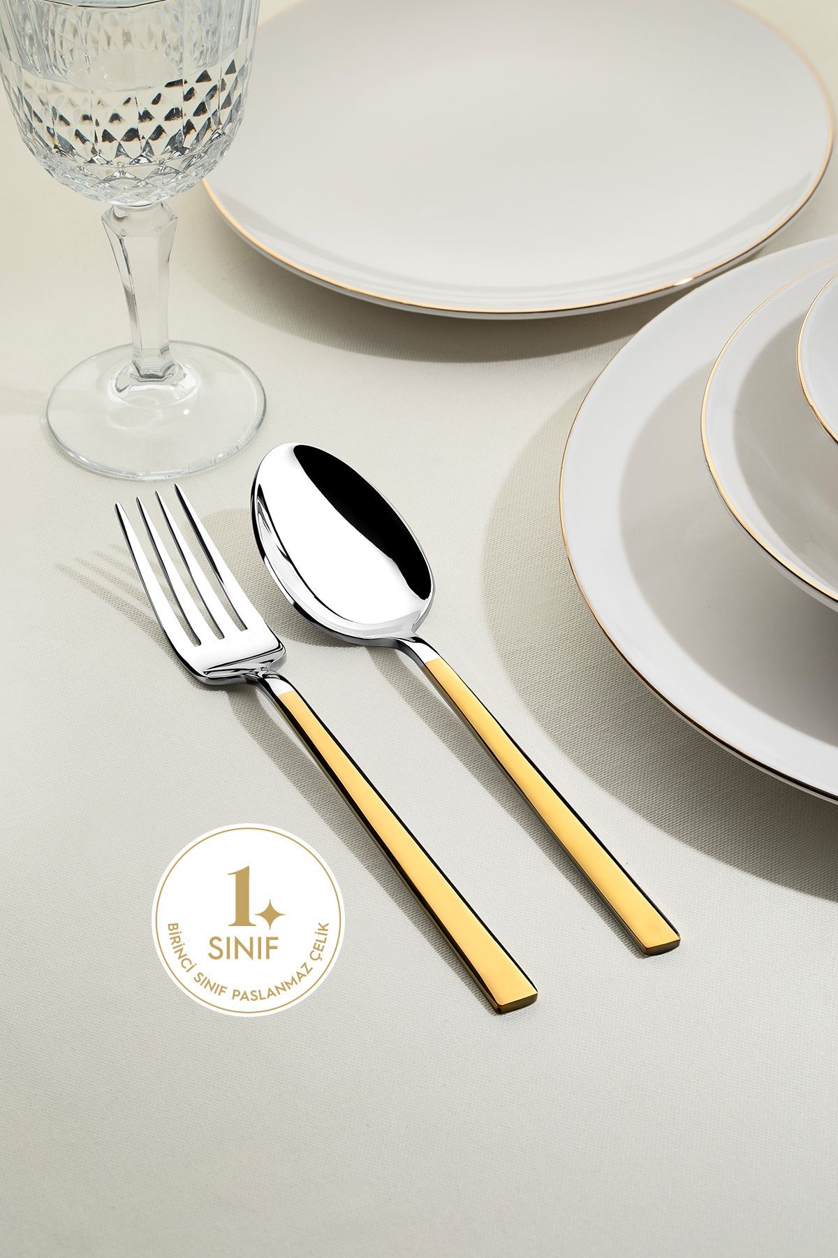 Nehir-Dalyan Gold Plain 12-Piece 72-Piece Cutlery Set 4