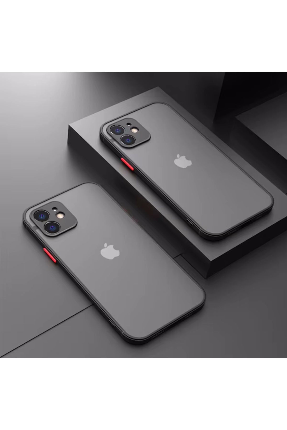 m.tk moveteck iPhone 12 Kılıf Mat Parmak izi Yapmaz Kamera Korumalı Renkli Tuşlu Sert Silikon Kapak Logo Gösterir