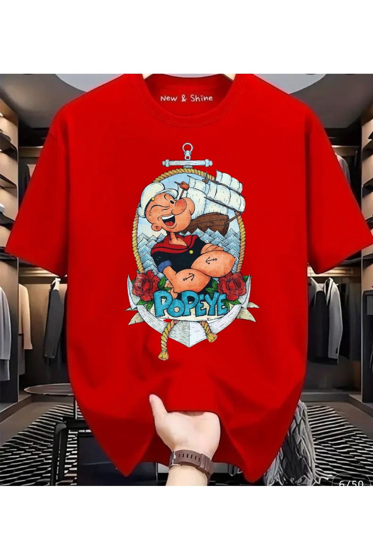 New Shine Temel Reis Baskılı Oversize T-Shirt