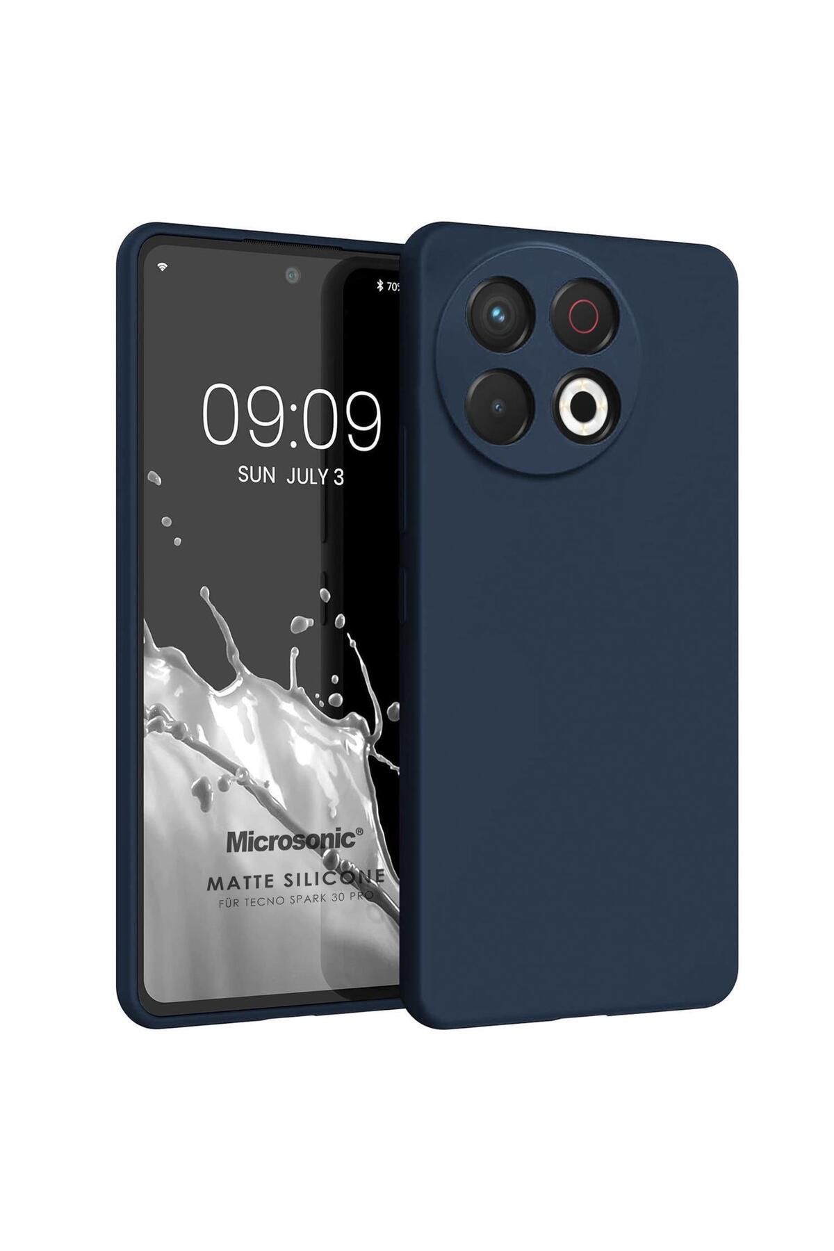 Microsonic Matte Silicone TECNO Spark 30 Pro Kılıf Lacivert