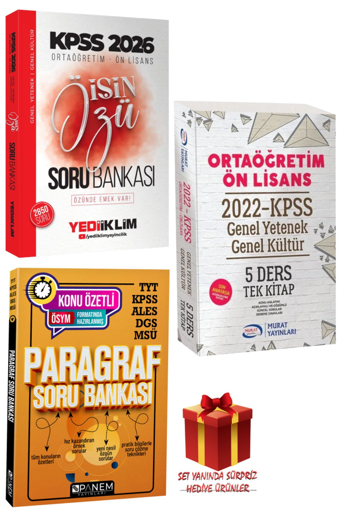Yediiklim Yayınları 2026 KPSS Ortaöğretim-Ön Lisans İşin Özü Soru Bankası+Tek Kitap Konu Anlatımı+Paragraf Soru Bankası