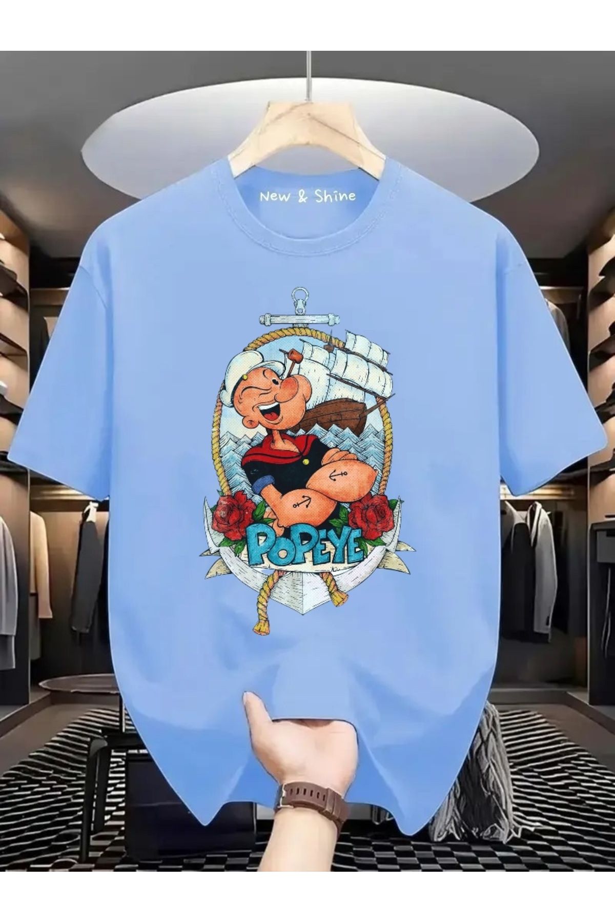 New Shine Temel Reis Baskılı Büyük Beden Oversize T-Shirt
