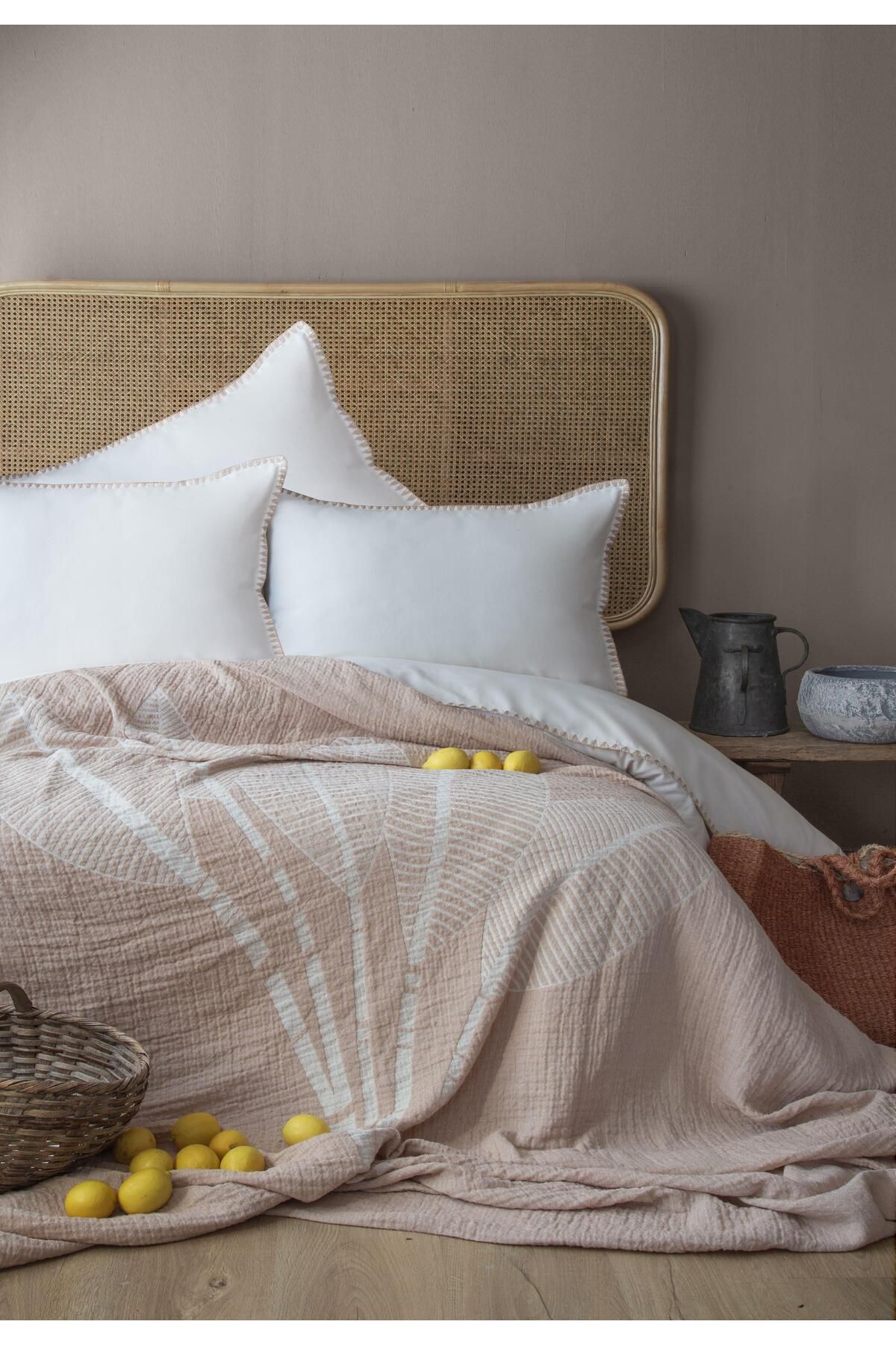Apricitas HOME ÇİFT KİŞİLİK MUSLIN YATAK ÖRTÜSÜ NEVRESIM SET JUNE BEJ - PIKE TAKIMI