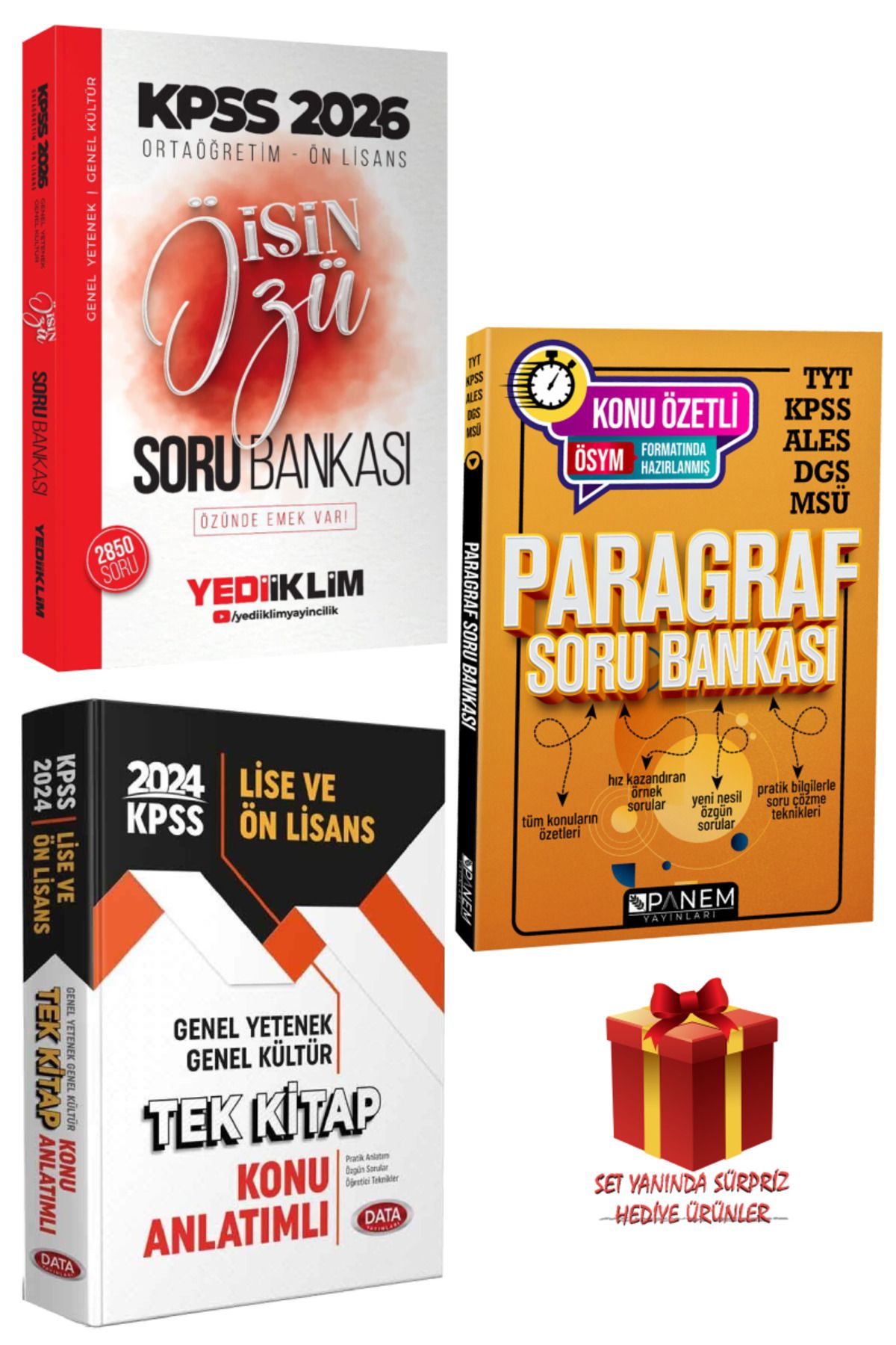 Yediiklim Yayınları 2026 KPSS Ortaöğretim-Ön Lisans İşin Özü Soru Bankası+Tek Kitap Konu Anlatımlı+Paragraf Soru Bankası