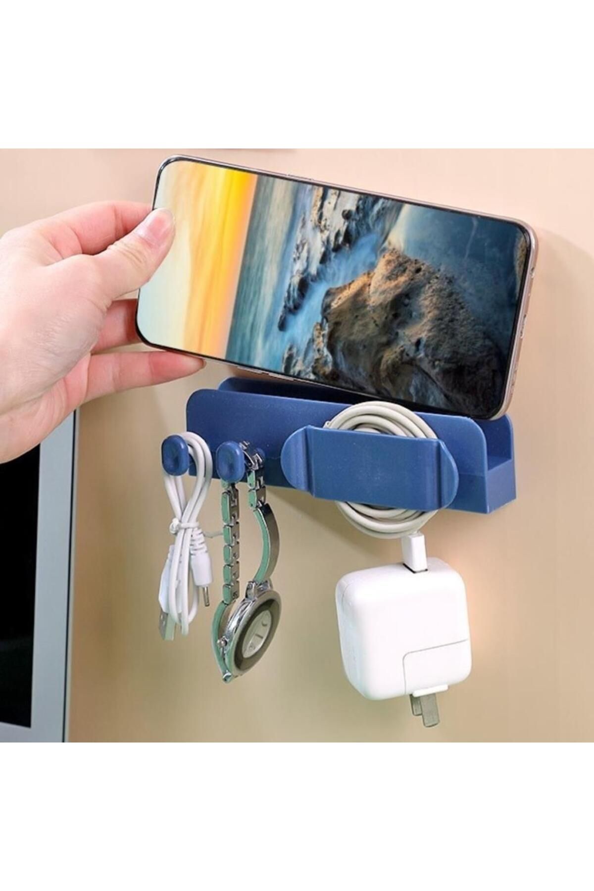 Pisicik Pratik Kablo Düzenleyici Ve Telefon Şarj Standı Kablo Sabitleyici Duvar Fayans Cam Kablo Tutucu