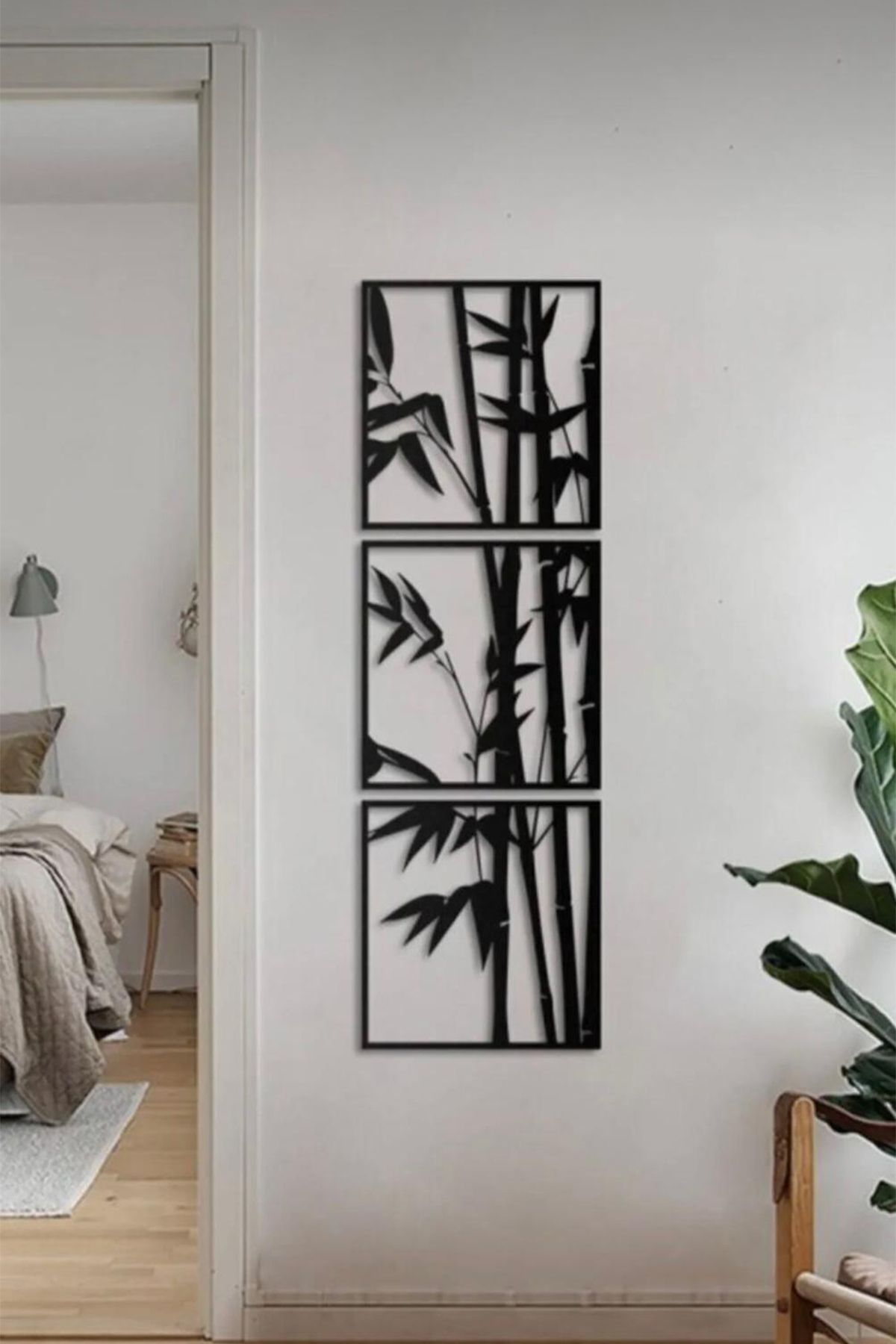 Gültekin Group Havana Bamboo Ağacı 3 Adet Dekoratif Duvar Tablosu Büyük Boy Ev Konsept Dekorasyon Ahşap Mdf