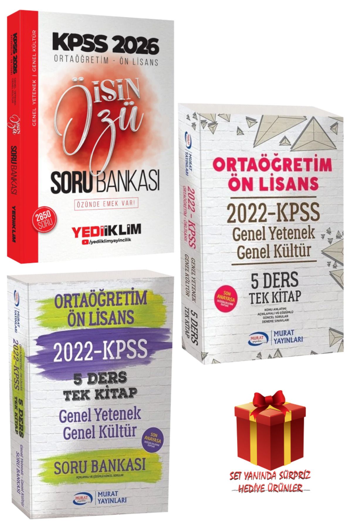 Yediiklim Yayınları 2026 KPSS Ortaöğretim-Ön Lisans İşin Özü Soru Bankası+Tek Kitap Konu Anlatımı+Soru Bankası+Hediye