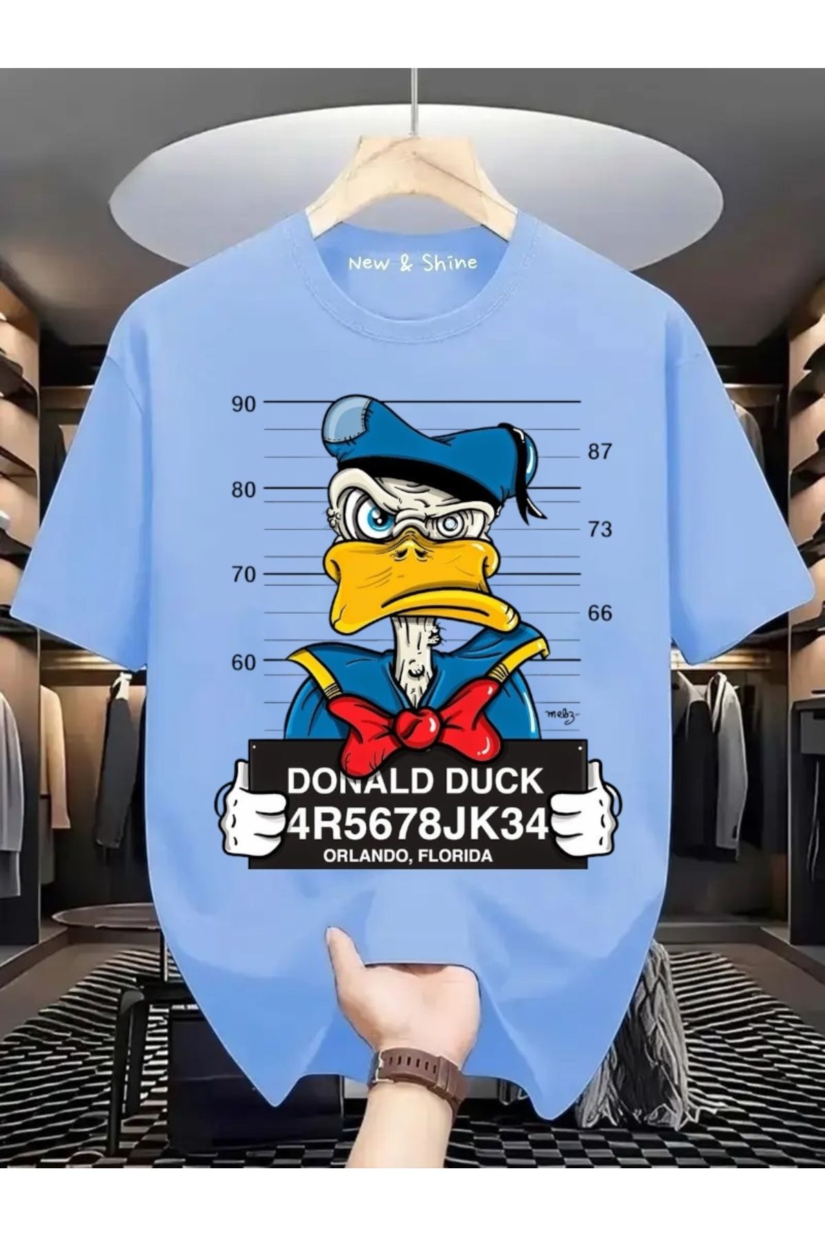 New Shine Donald Duck Baskılı Büyük Beden Oversize T-Shirt