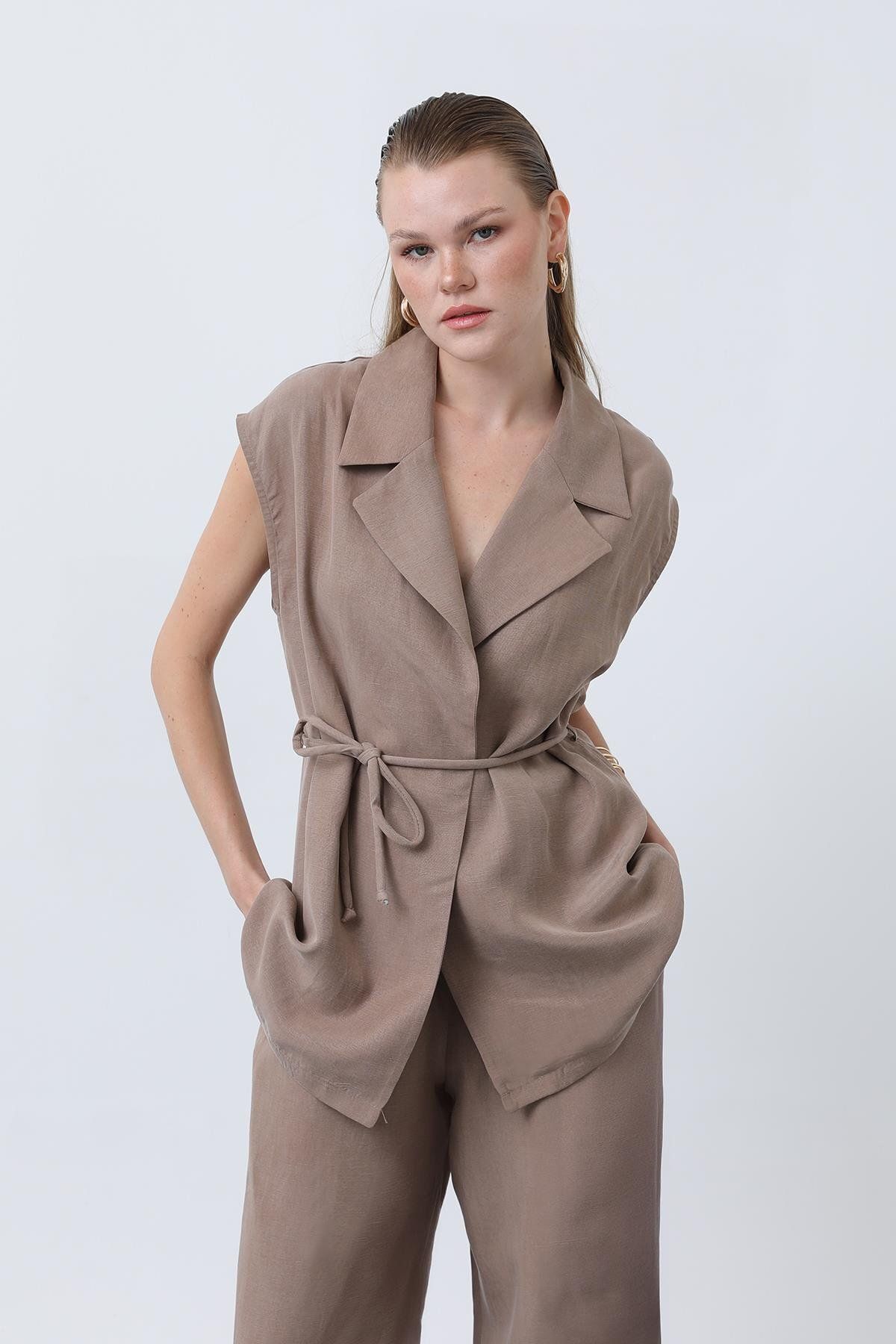 Soul Kadın Yelek Pantolonlu İkili Takım - 32260TKS - BROWN