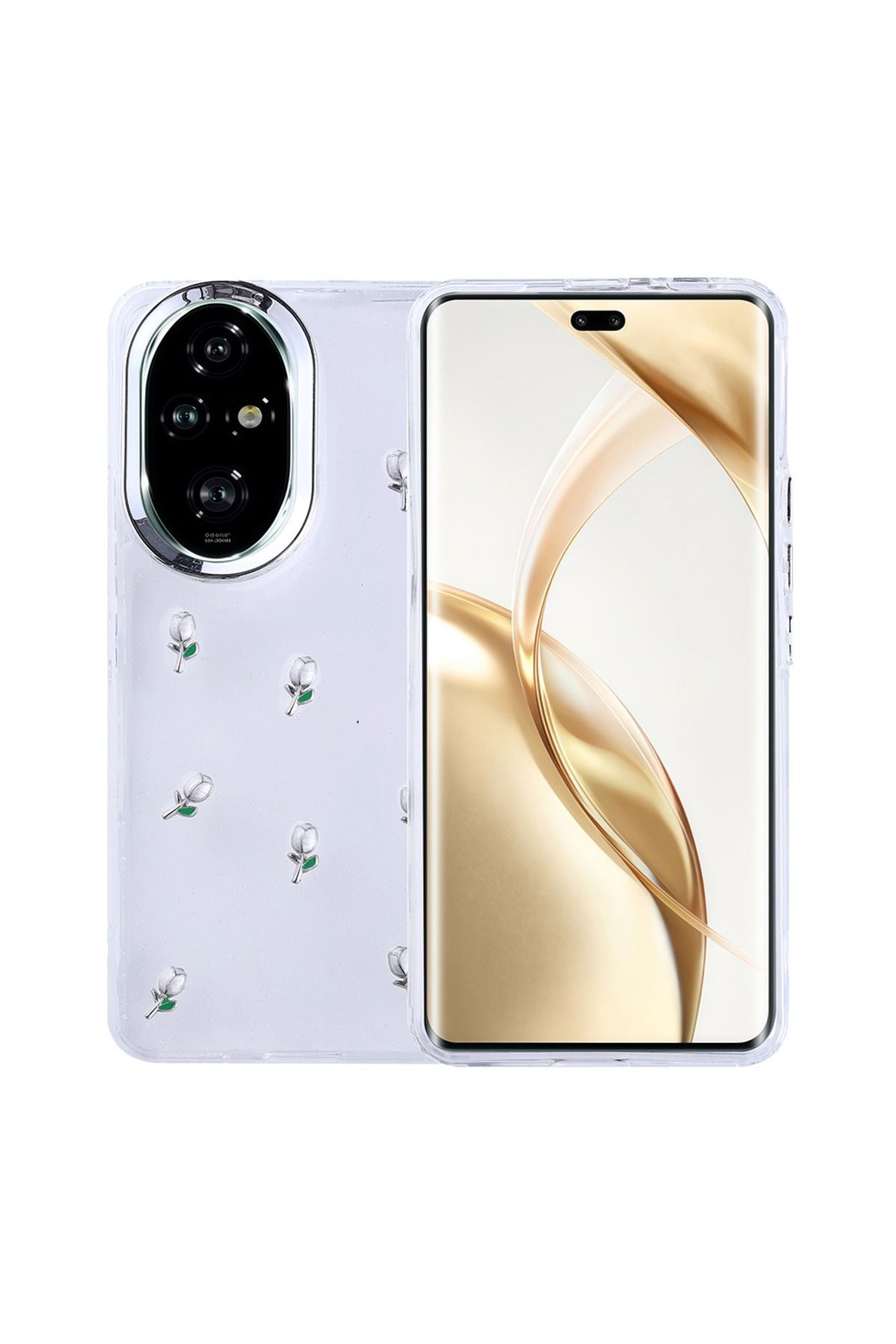 NANOSPACE Honor 200 Pro İle Uyumlu Kılıf Airbag Tasarımlı Simli Şeffaf Kutup Kapak
