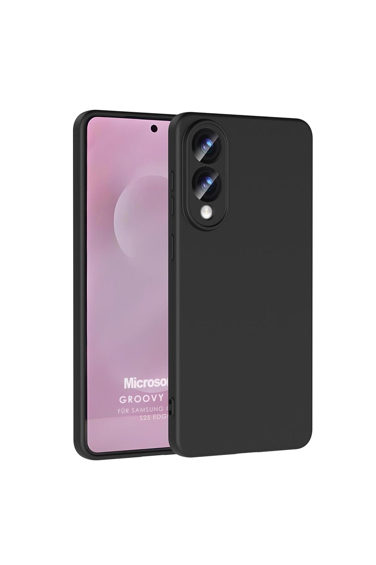 Microsonic Samsung Galaxy S25 Edge Kılıf Groovy Soft Siyah