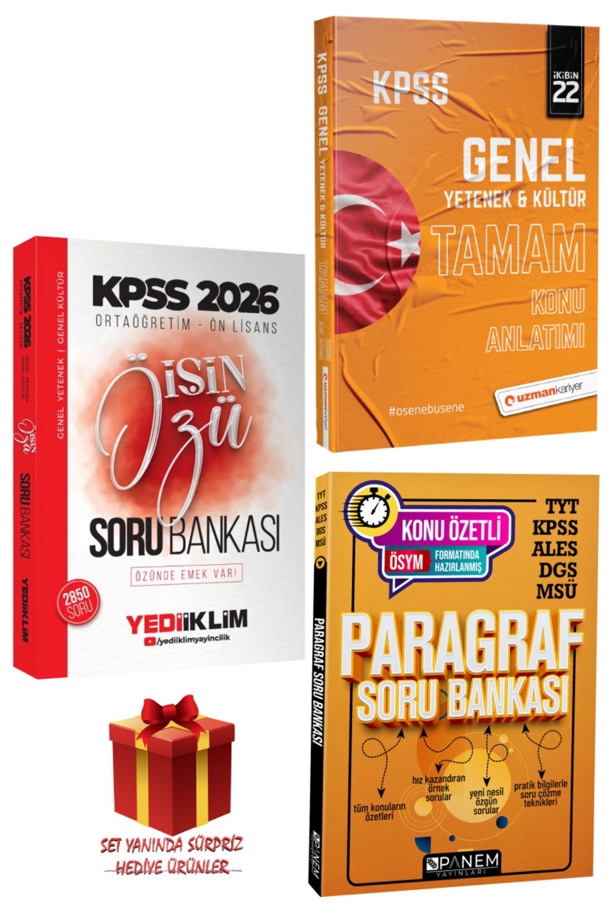Yediiklim Yayınları 2026 KPSS Ortaöğretim-Ön Lisans İşin Özü Soru Bankası+TAMAM Konu Anlatımı+Paragraf Soru Bankası
