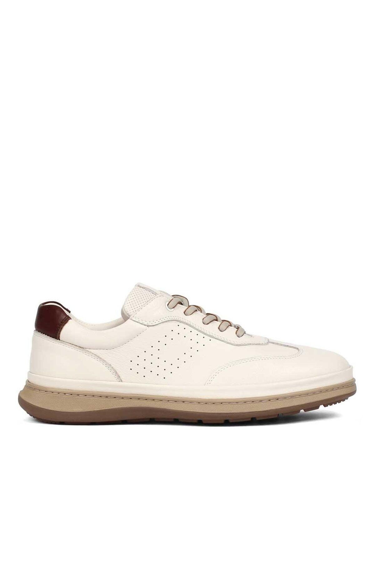 Celal Gültekin Erkek Bej Bağcıklı Deri Sneaker
