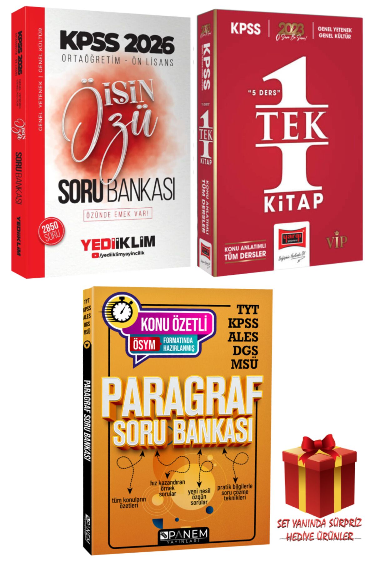 Yediiklim Yayınları 2026 KPSS Ortaöğretim-Ön Lisans İşin Özü Soru Bankası+Tek Kitap Konu Anlatımı+Paragraf Soru Bankası