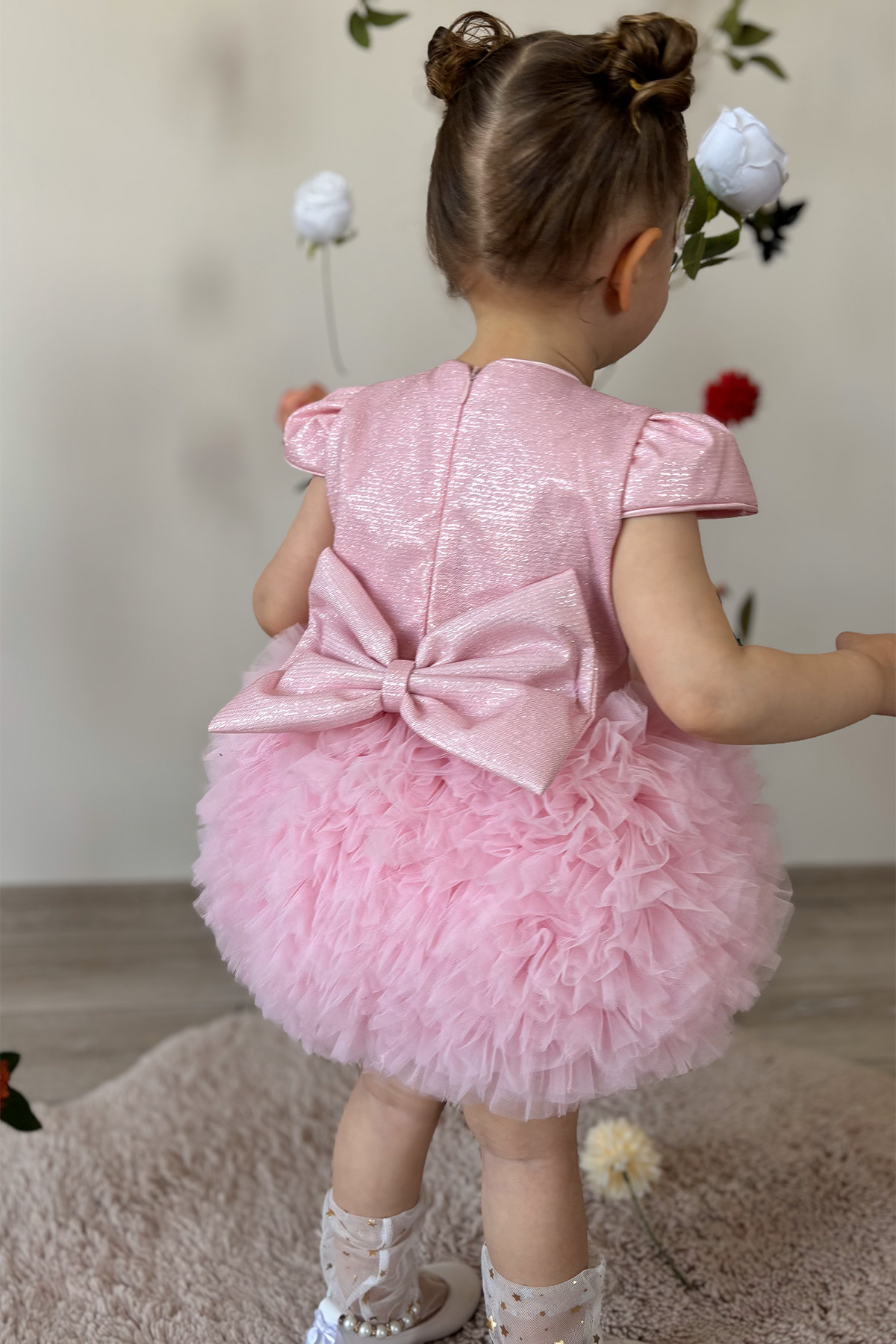 ALYRA Kız Bebek Elbise Kısa Kollu Tüllü Tütü Özel Gün Parti Doğum Günü Düğün Prenses Kız Çocuk Elbise fotoğrafı 6 (önizleme)