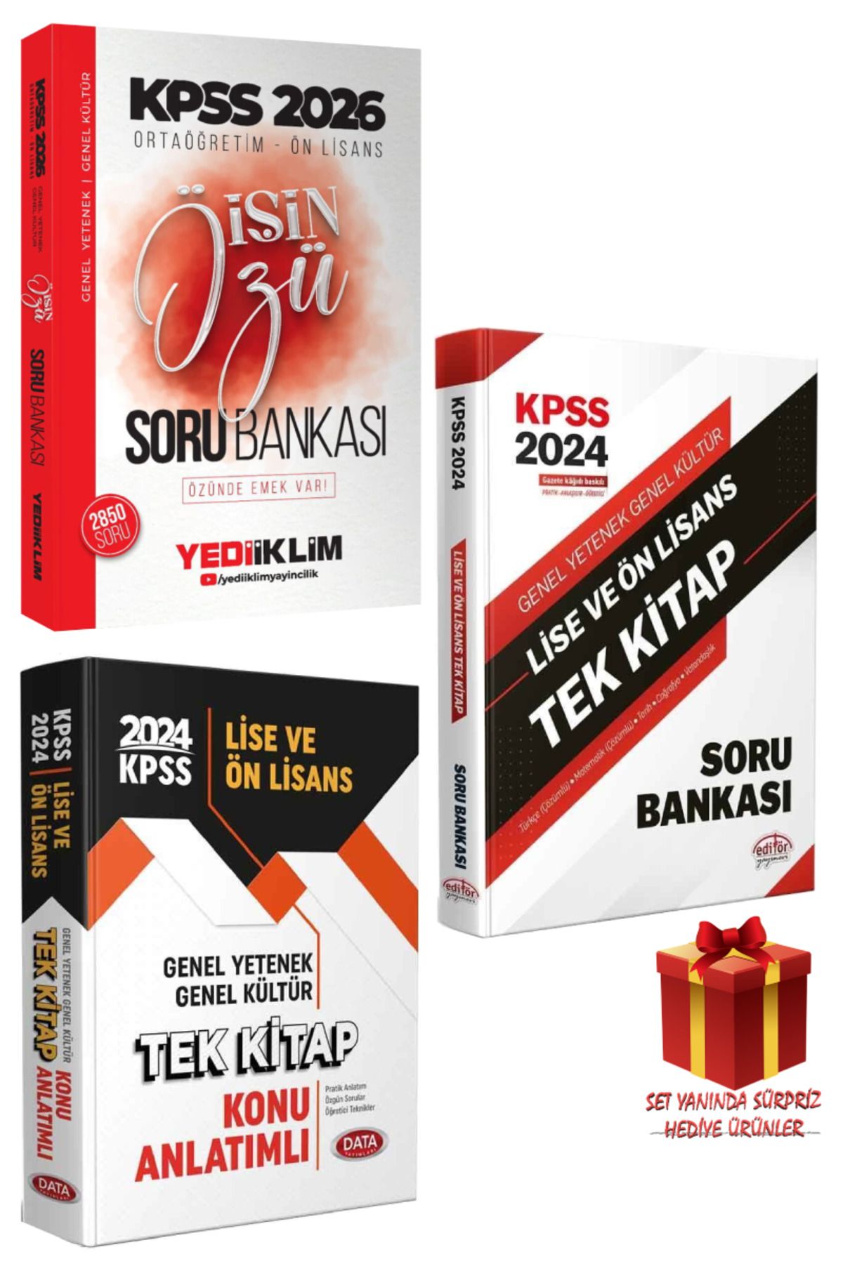 Yediiklim Yayınları 2026 KPSS Ortaöğretim-Ön Lisans İşin Özü Soru Bankası+Tek Kitap Konu Anlatımlı+Soru Bankası+Hediye