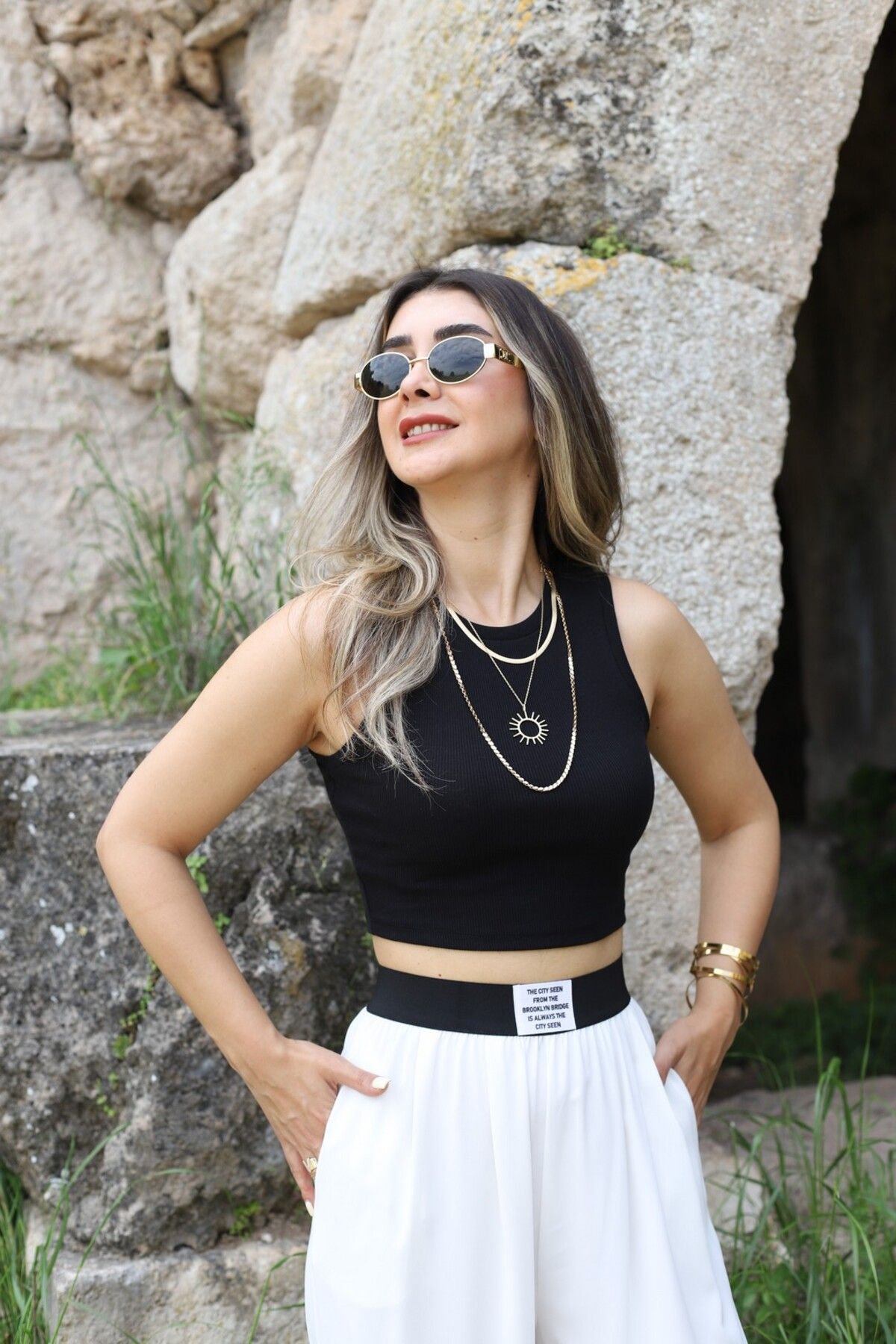 bytugcekaya Siyah Halter Yaka Fitilli Crop