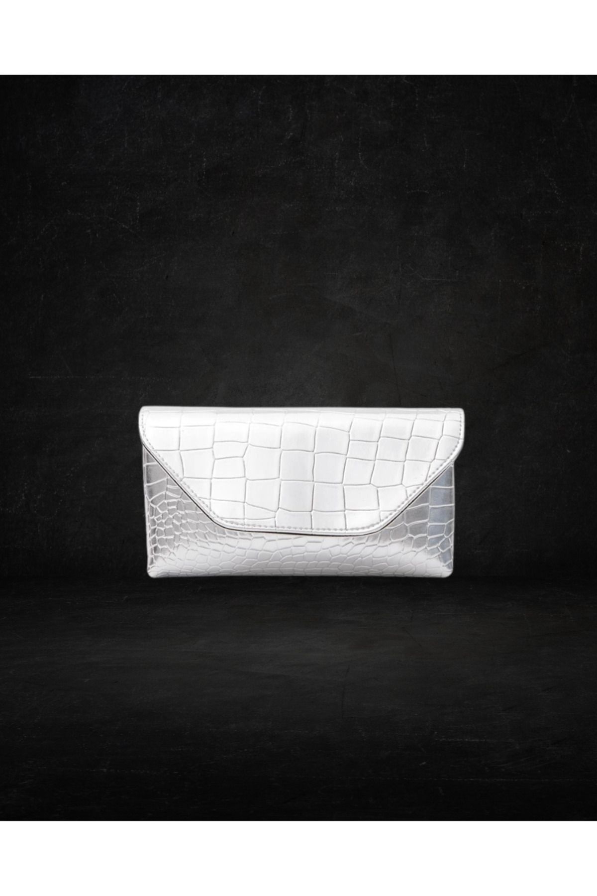 BasQue Kadın Gümüş Clutch, Çapraz Çanta,El Çantası