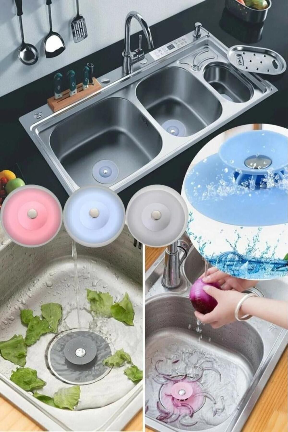 sanal trend 2 Kademeli Dokunmatik Lavabo Tıkacı Silikon Lavabo Gider Tıpası 1 Adet
