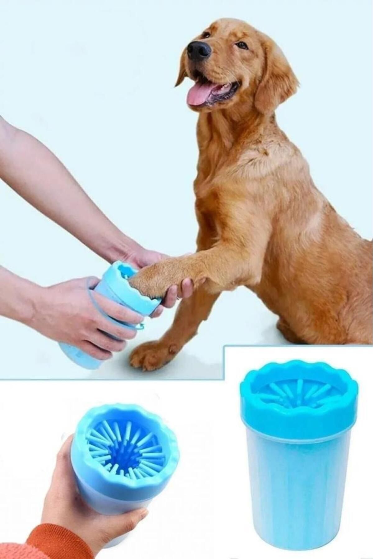 sanal trend Köpek & Kedi Pati Ayak Yıkama Kovası Silikon Jel Fırçalı Pati Temizleme Bardak 11x9 cm