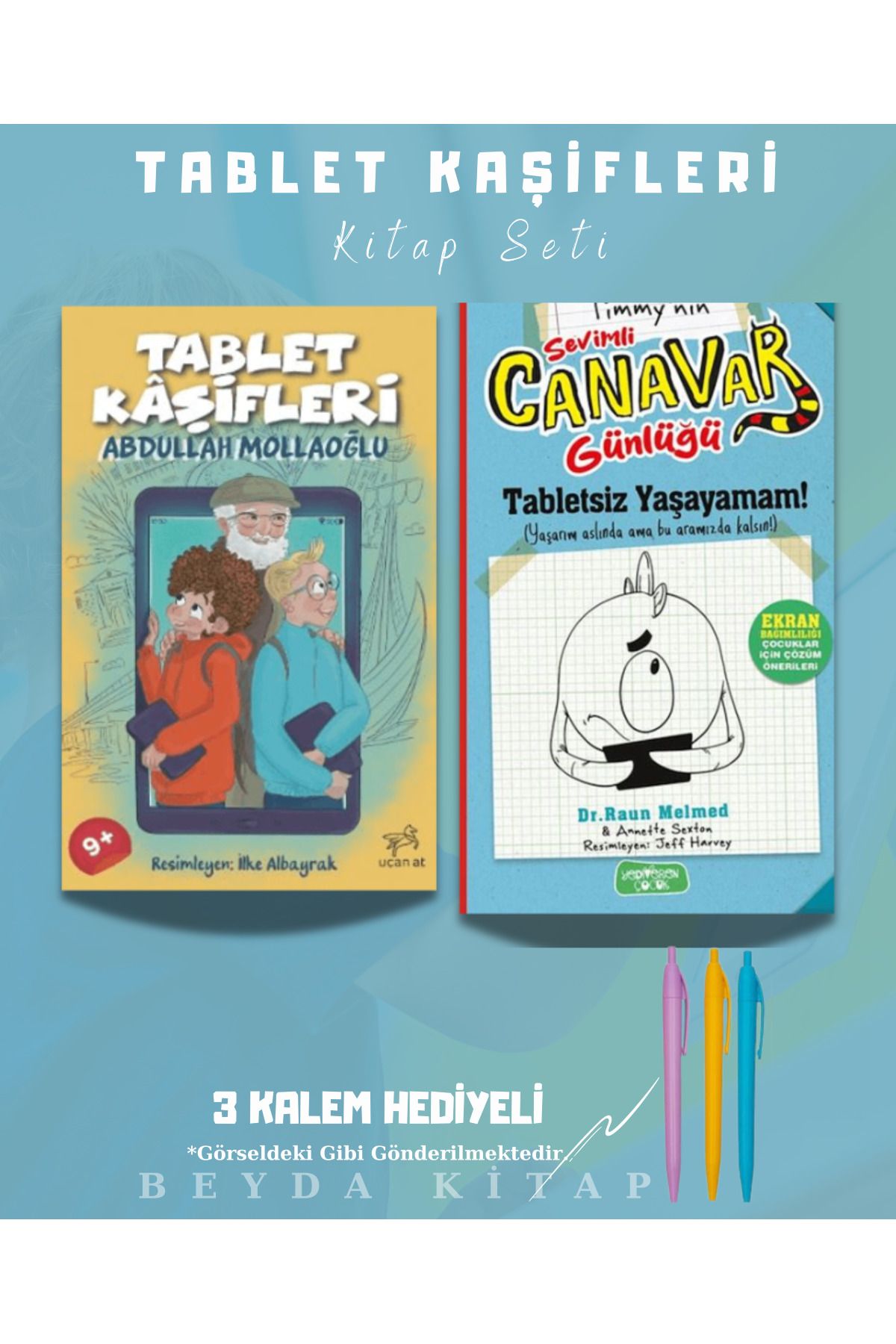 Bilge Kültür Sanat Tablet Kaşifleri - Tabletsiz Yaşayamam - Abdullah Mollaoğlu - Kitap Seti - Kalem Hediyeli