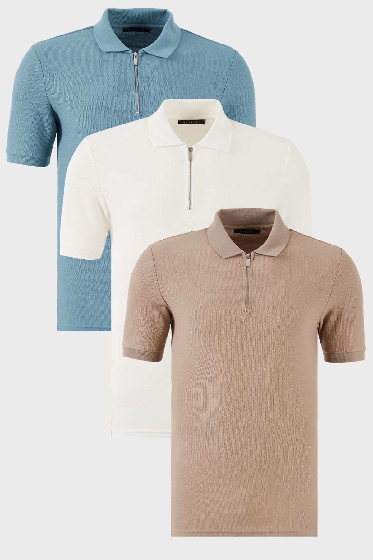 Buratti Pamuklu Regular Fit Yarım Fermuarlı 3'lü Paket Polo Yaka T Shirt Erkek POLO YAKA T SHİRT 590