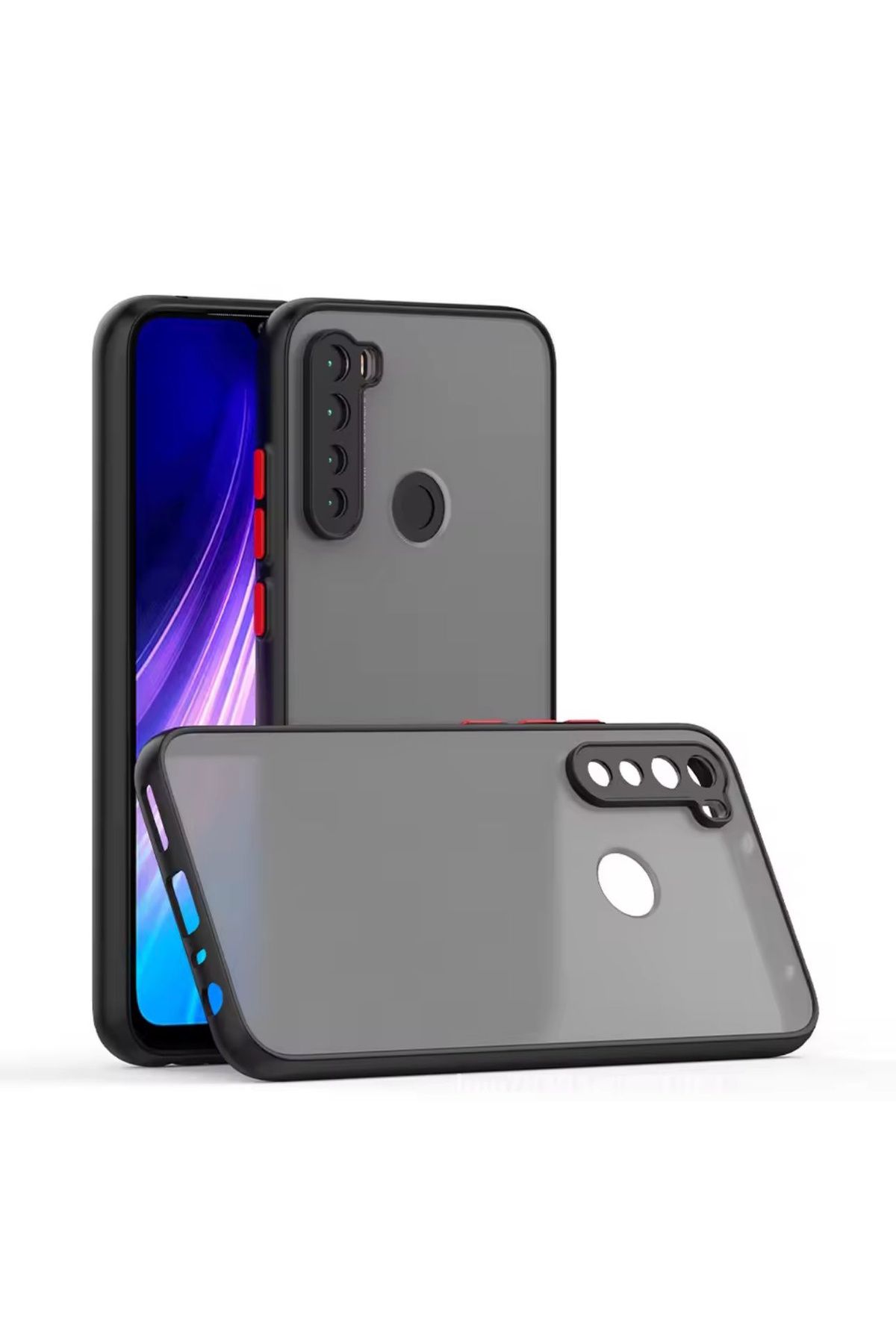m.tk moveteck Xiaomi Redmi Note 8 Kılıf Mat Parmak izi Yapmaz Kamera Korumalı Renkli Tuşlu Sert Silikon Kapak