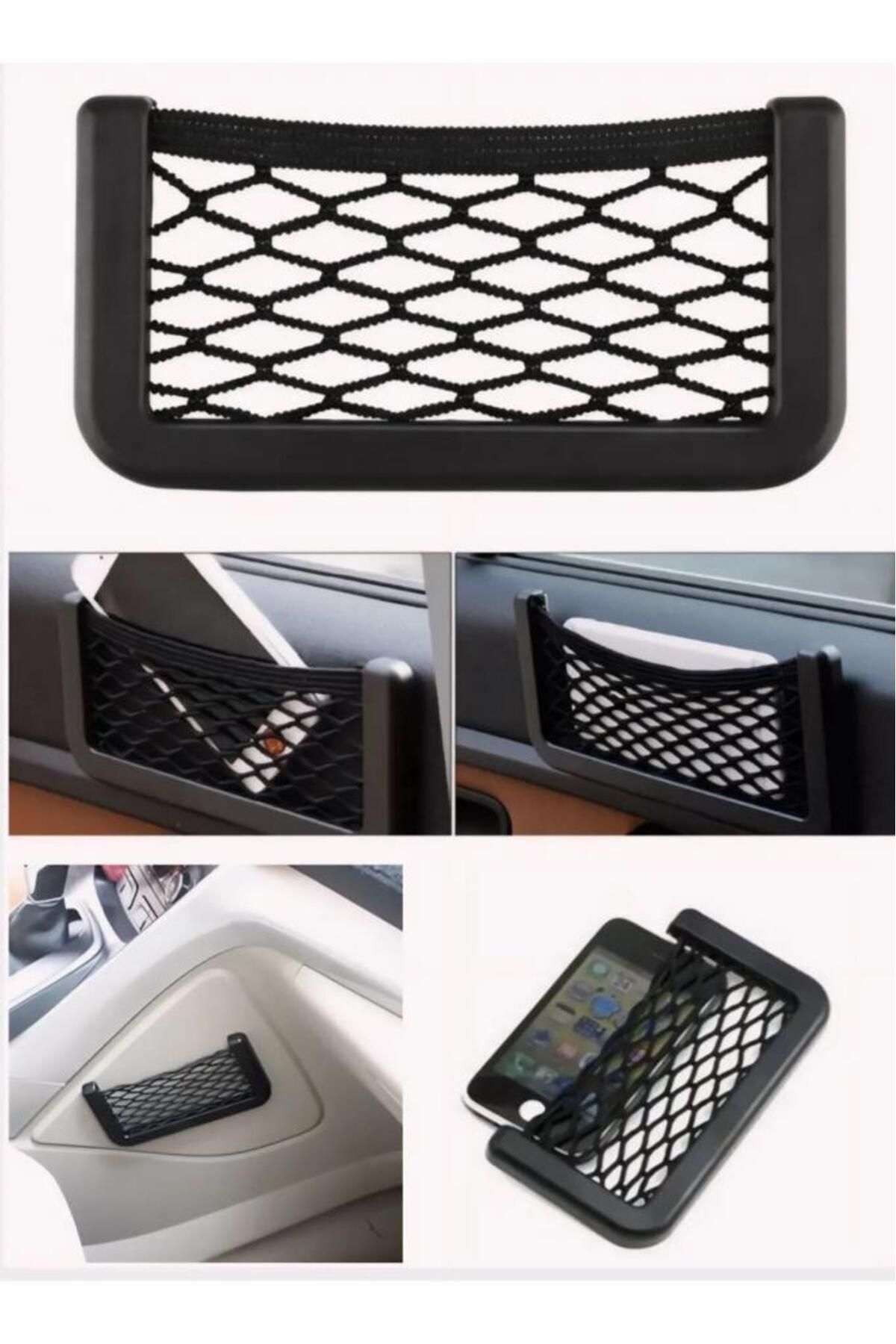 sanal trend 15x8 cm Araç İçi Telefon Tutucu Torpidoya Yapışan File Araba Karavan Düzenleyici Organizer File