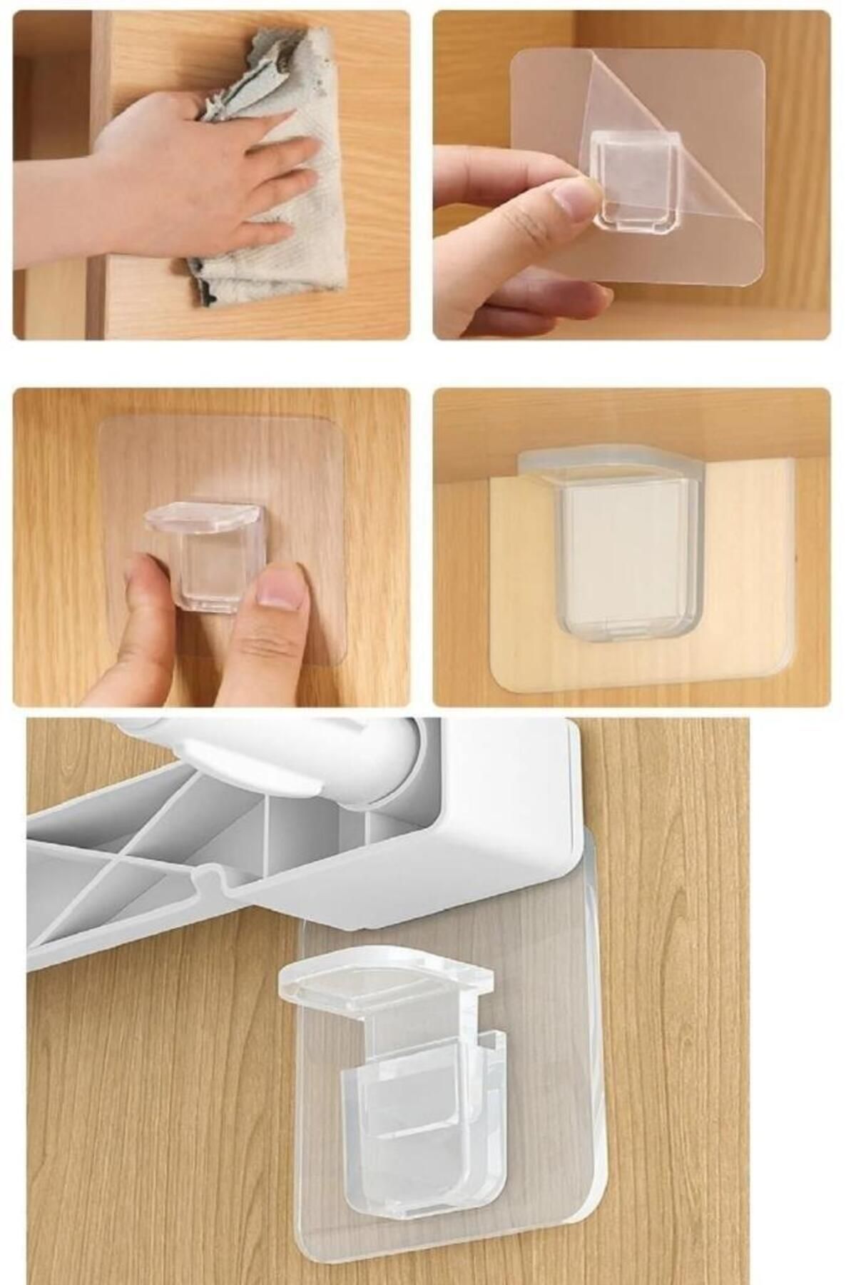 sanal trend 4 Adet Mutfak Banyo Dolapları için Raf Yapıcı - Yapışkanlı Raf Seviye Ayarlayıcı Tutucu Aparatlar