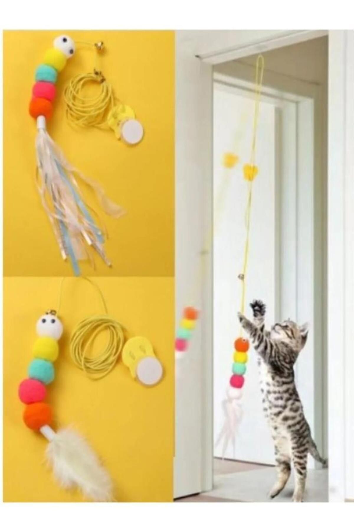 sanal trend Elastik Kendinden Yapışkanlı Renkli Kedi Oyun Oltası Kedi Oyuncağı Yapışkanlı Olta Eğitim Oyuncağı