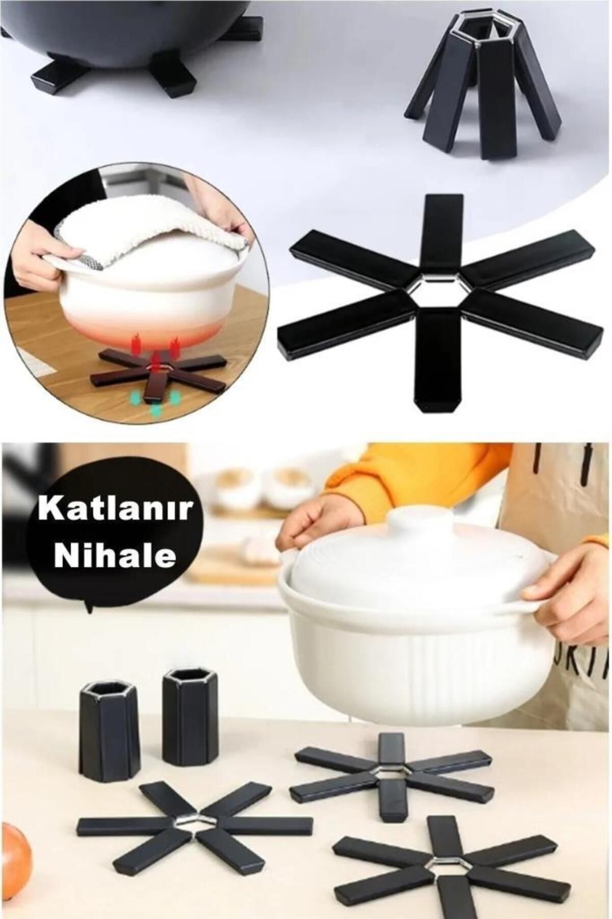 sanal trend 2 Adet Nihale Katlanabilir Isıya Dayanıklı Tencere Caydanlık Nihalesi