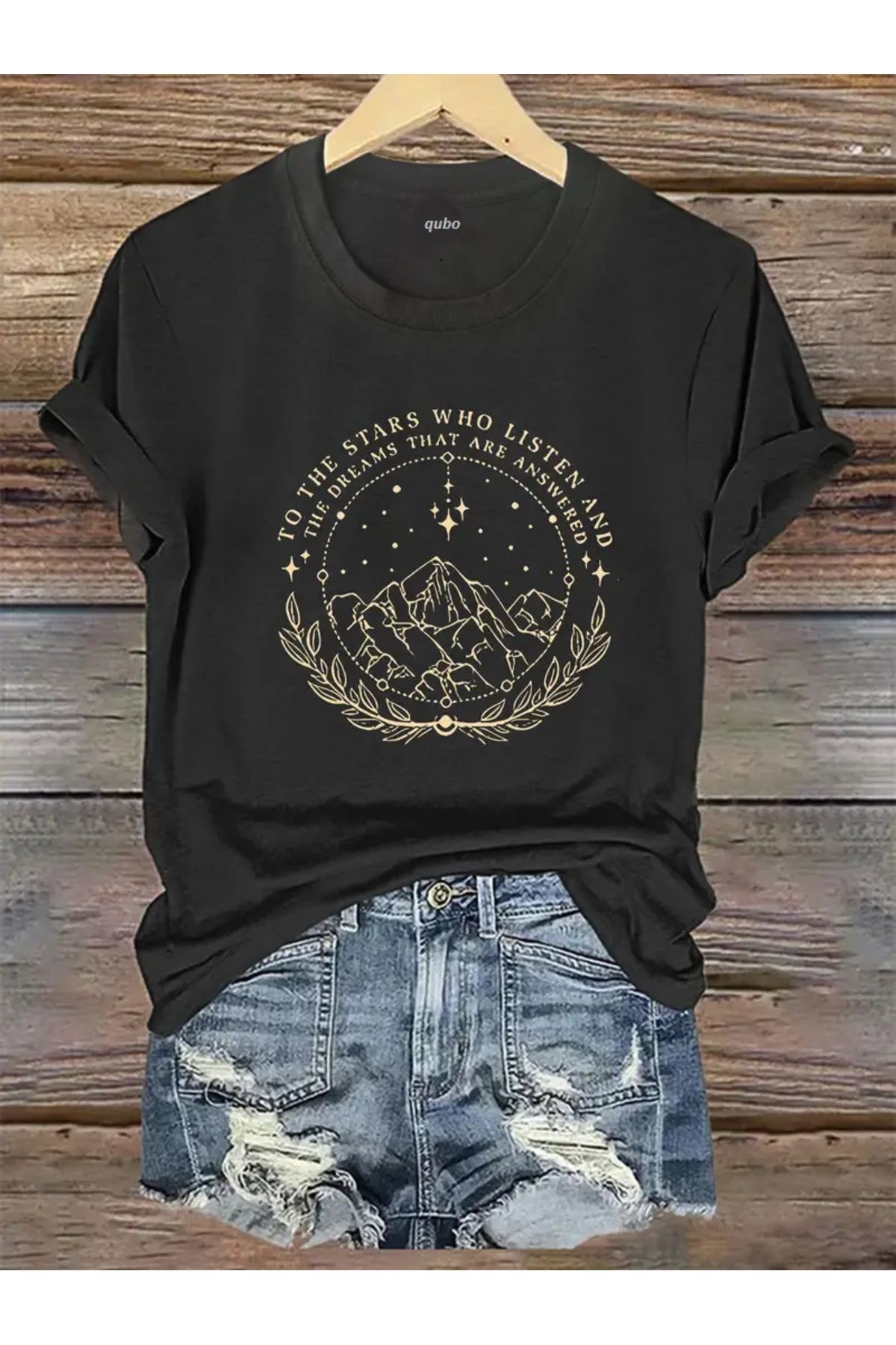 qubo sportswear & company qubo Unisex Oversize Baskılı Pamuklu Bisiklet Yaka Kısa Kollu SİYAH T-shirt