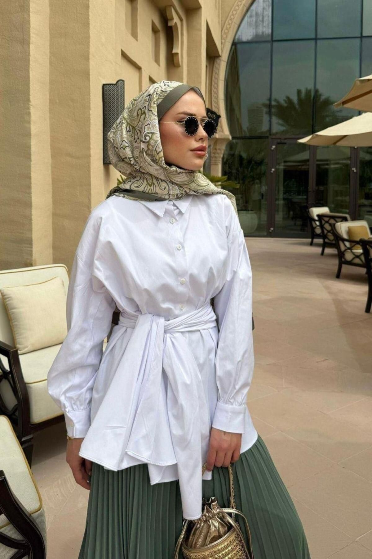 Şulemoda Giyim Awen Bağlamalı Gömlek Beyaz