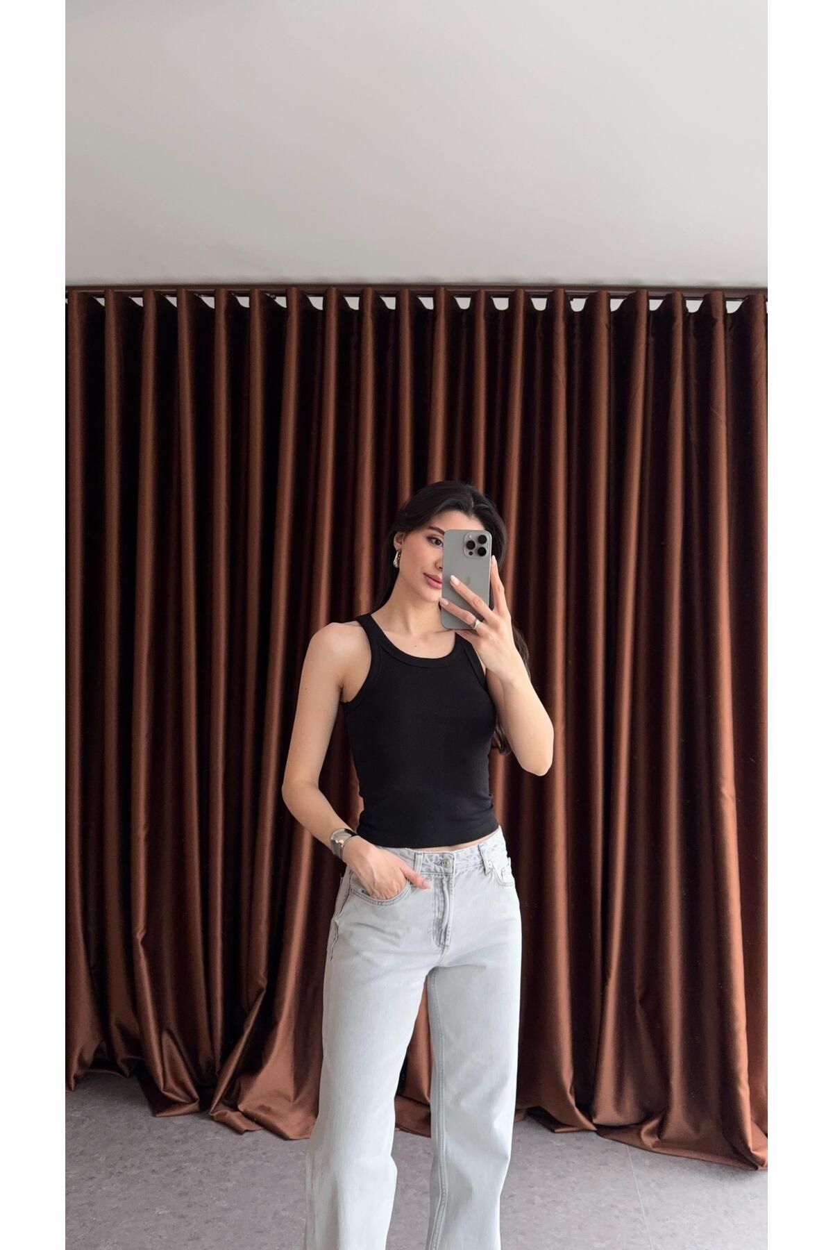 HAZELANNA Halter Yaka Basic Siyah Atlet