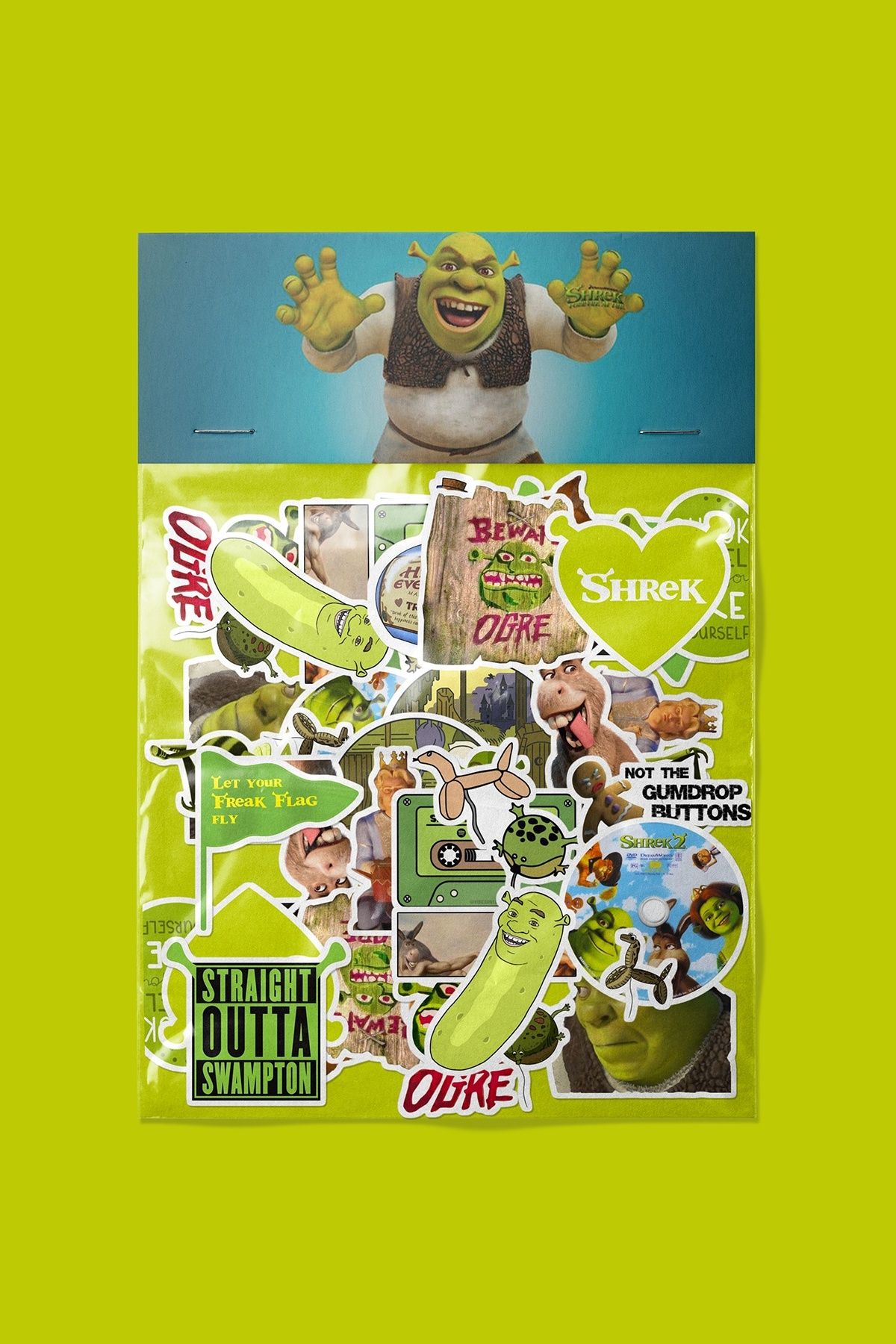 dadi ramba Shrek Sticker paketi -Bullet Journal- Ajanda -Laptop Etiket Çıkartma