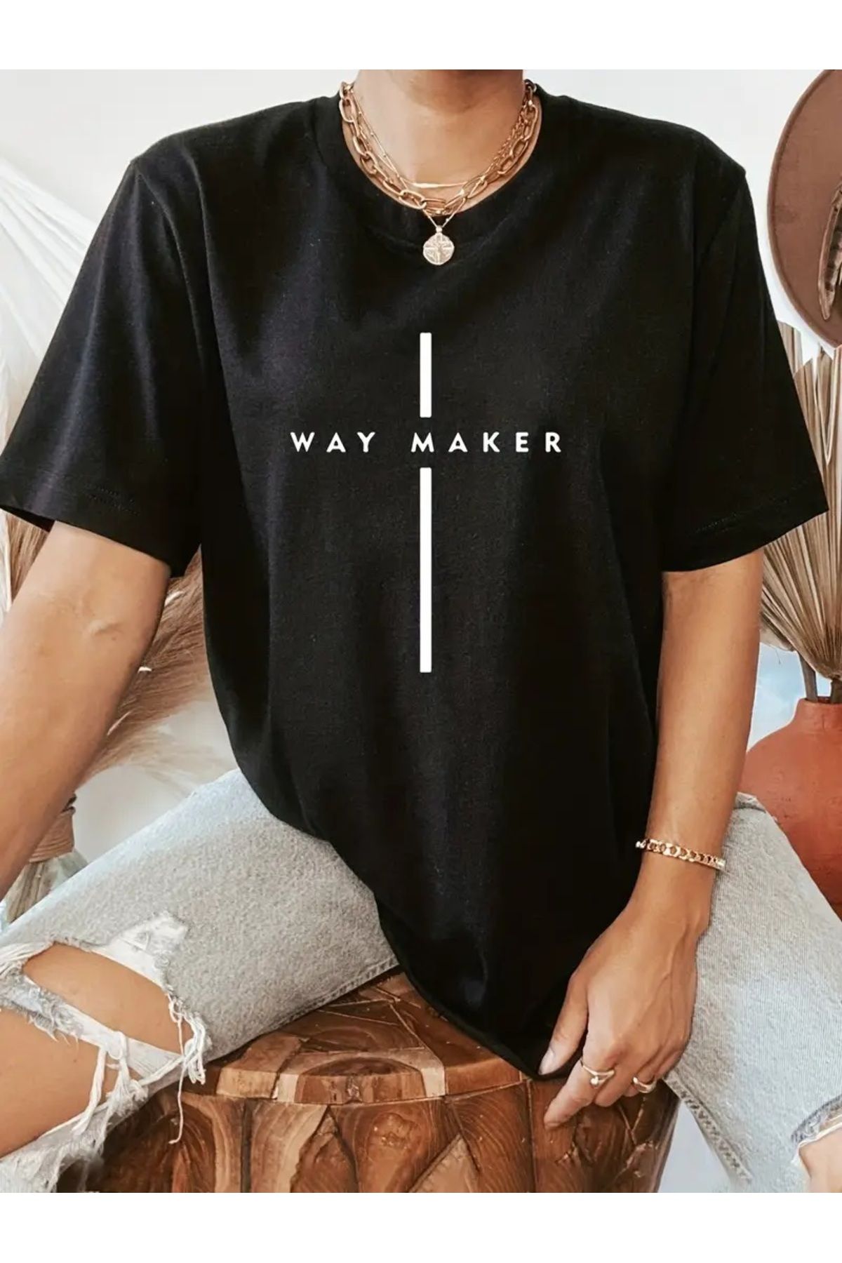 qubo sportswear & company qubo Unisex Oversize Baskılı Pamuklu Bisiklet Yaka Kısa Kollu SİYAH T-shirt