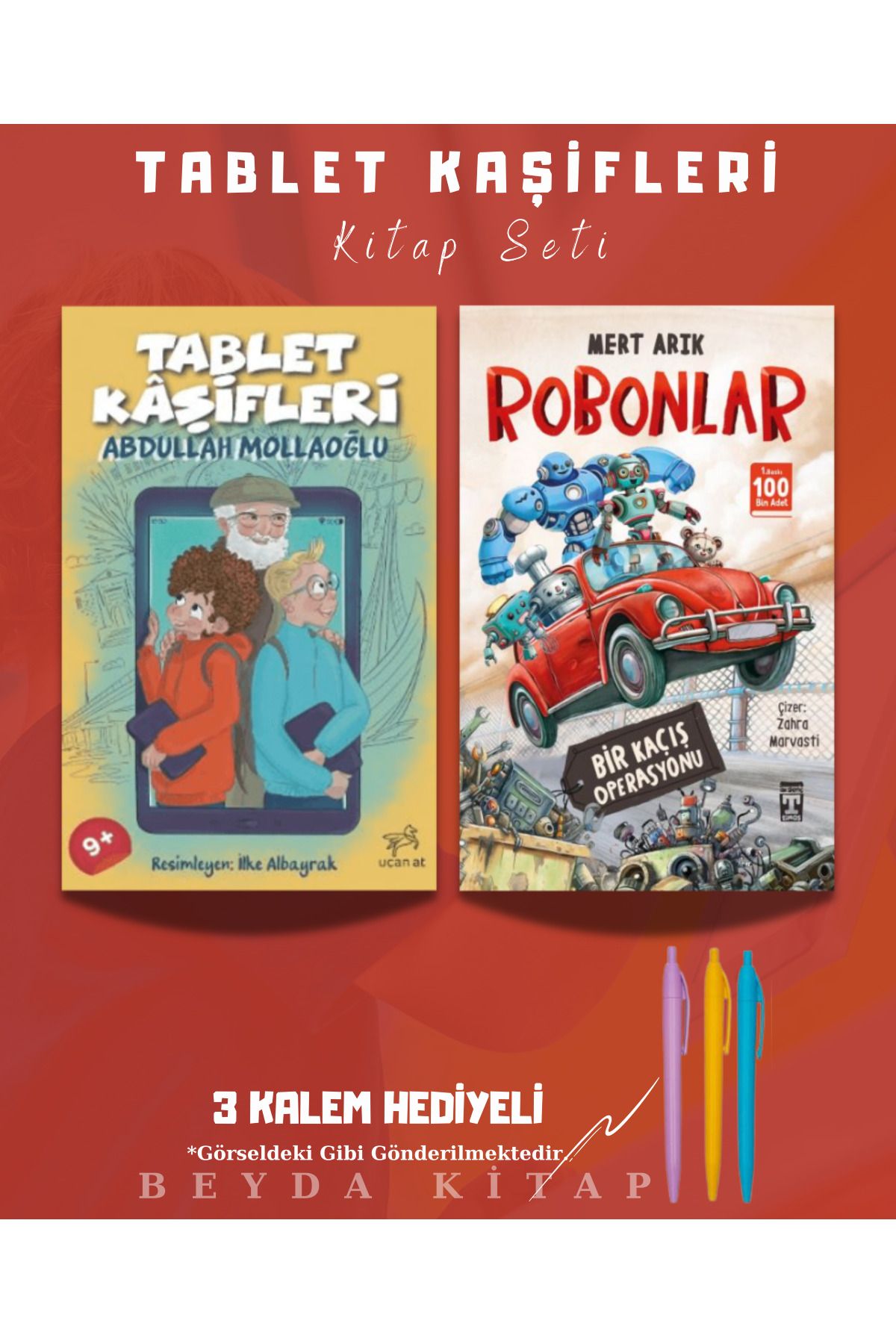 Bilge Kültür Sanat Tablet Kaşifleri - Robonlar - Abdullah Mollaoğlu - Kitap Seti - Kalem Hediyeli