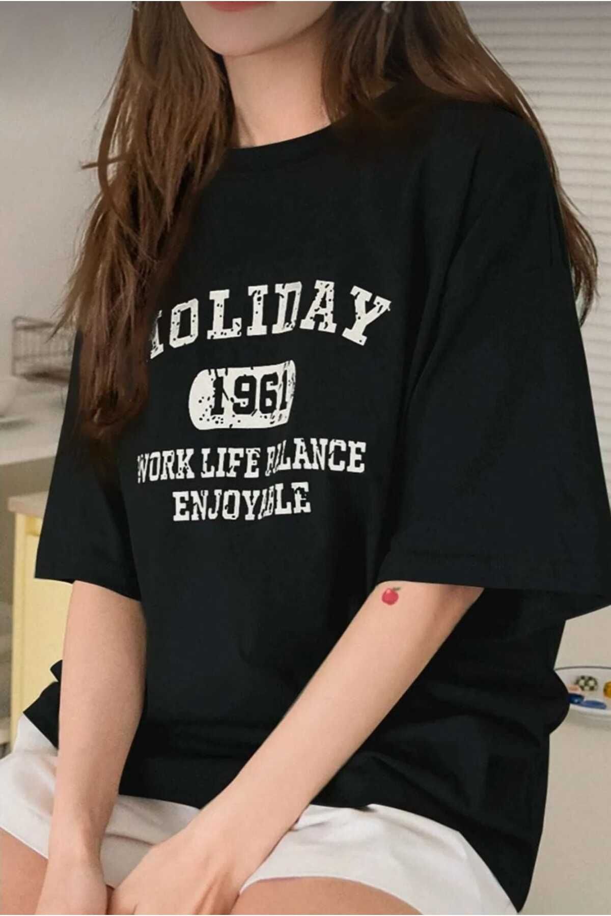 TekTarzz Unisex Holiday Baskılı Tasarım Tshirt