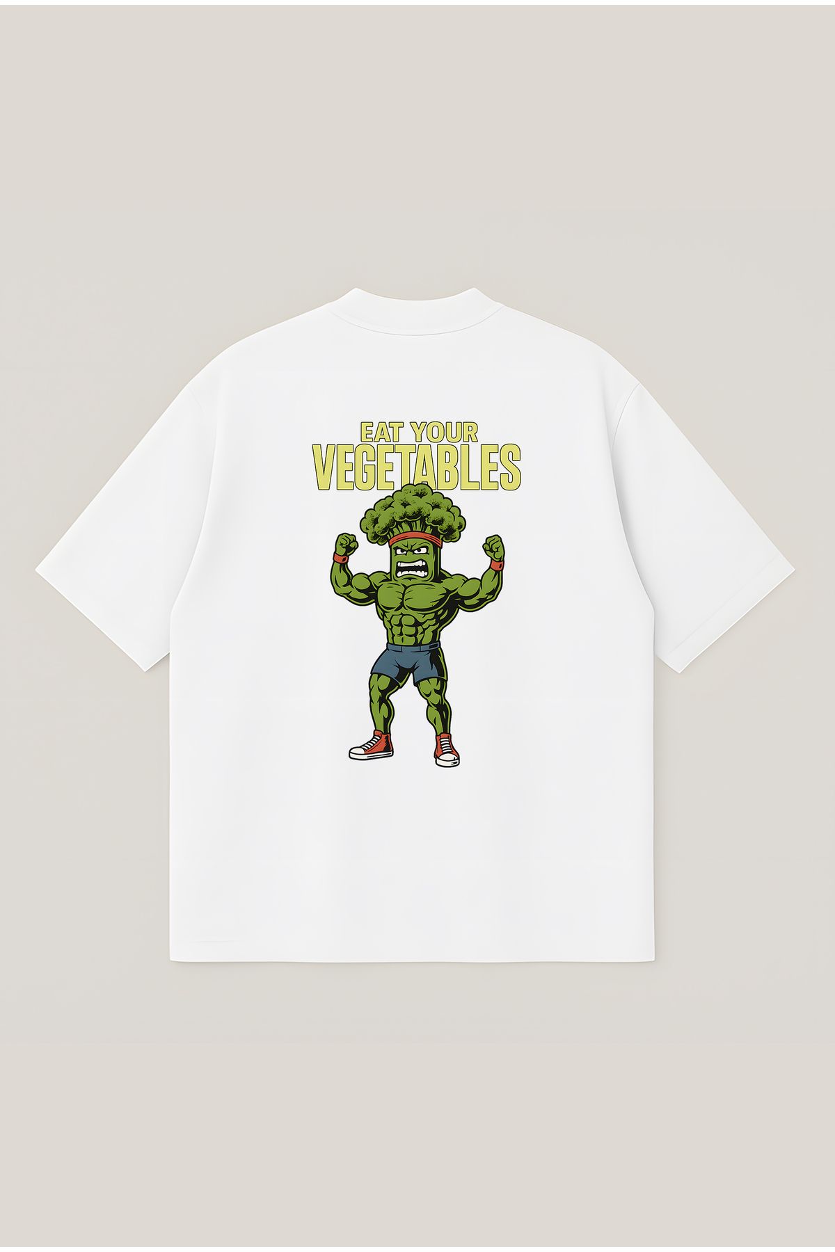 Moon Dancer Eat Veggies Unisex Oversize Baskılı Boxy Fit Kalın Kumaşlı Tshirt
