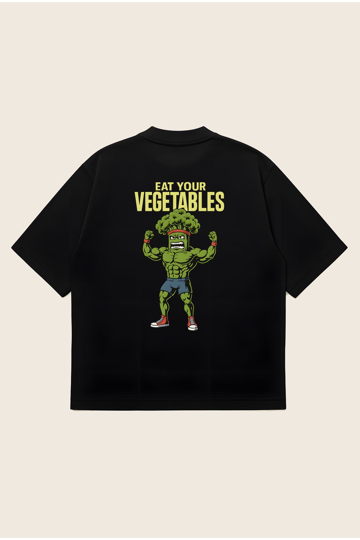 Moon Dancer Eat Veggies Unisex Oversize Baskılı Boxy Fit Kalın Kumaşlı Tshirt
