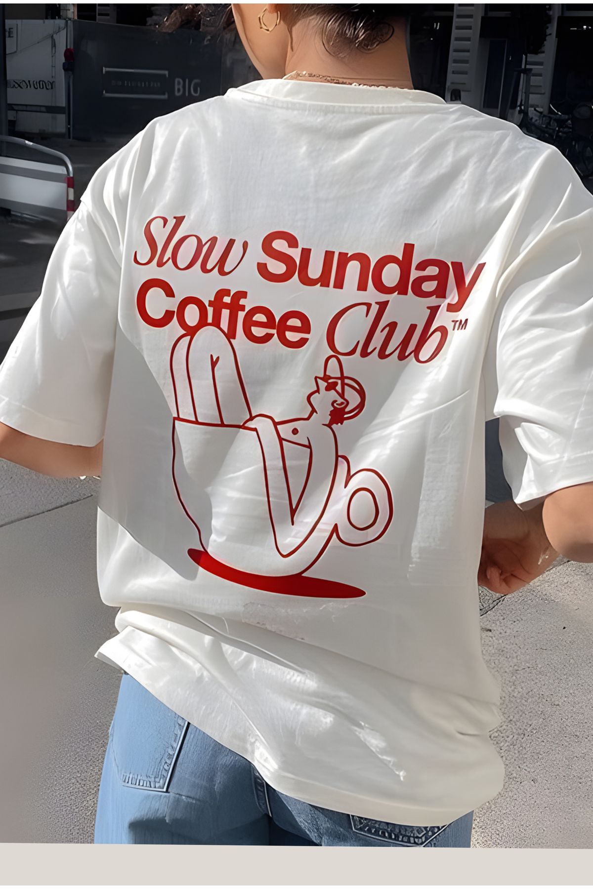 Moon Dancer Pinterest Coffe Clup Unisex Oversize Baskılı Boxy Fit Kalın Kumaşlı Tshirt