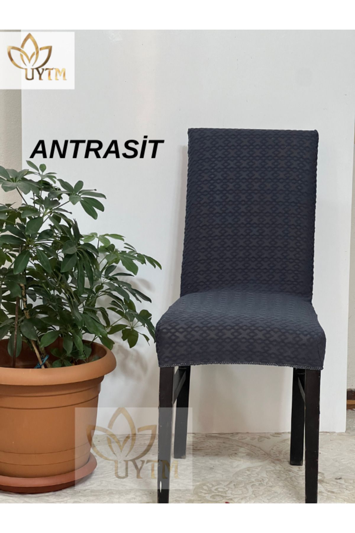 uytm zincir desen kumaş sandalye örtüsü yıkanabilir esnekli lastikli sandalye kılıfı ( 1 ADET )